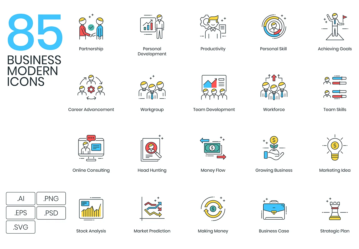 85 Business Icons | ColorPop Series