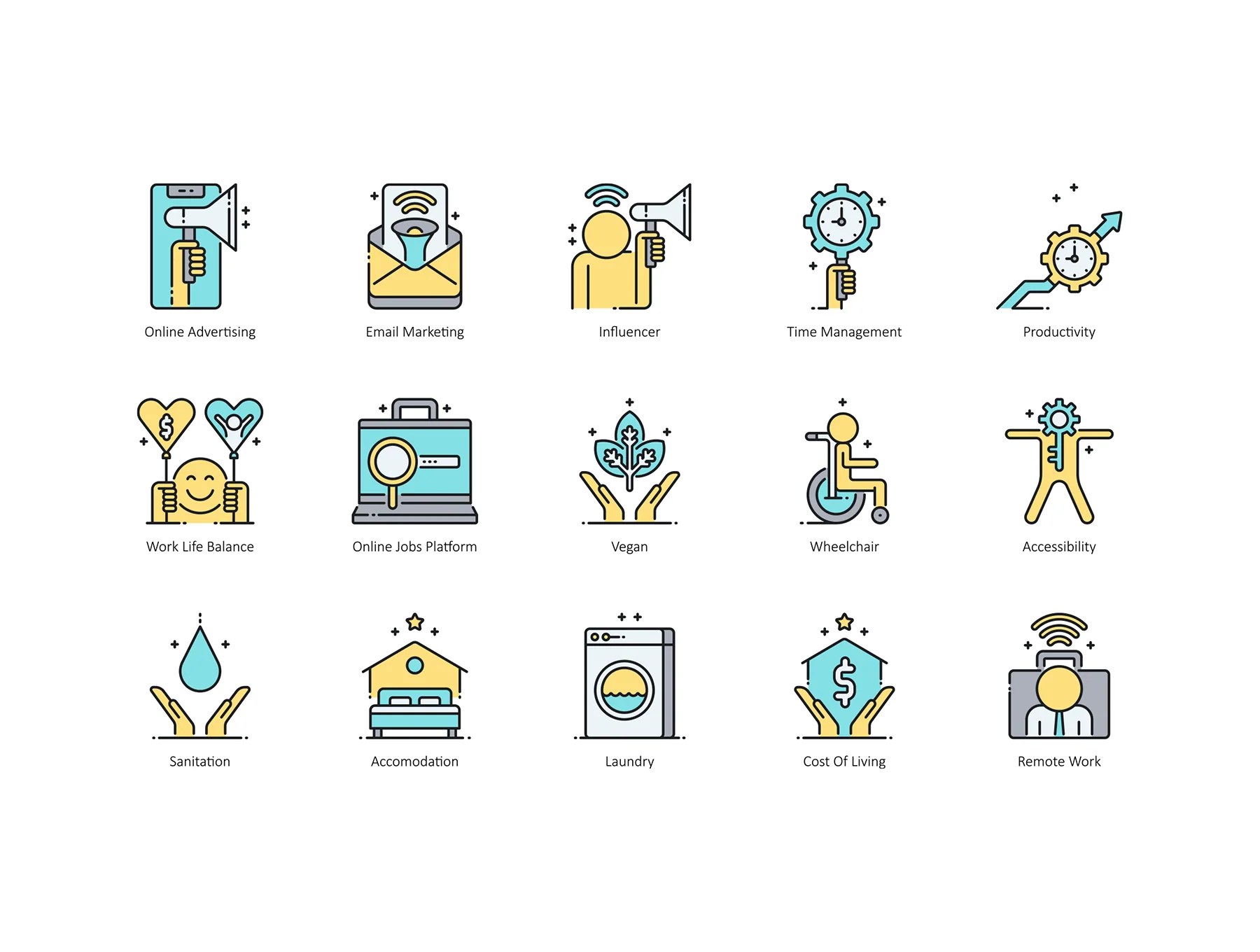 85 Digital Nomad Icons | Aqua Series 4