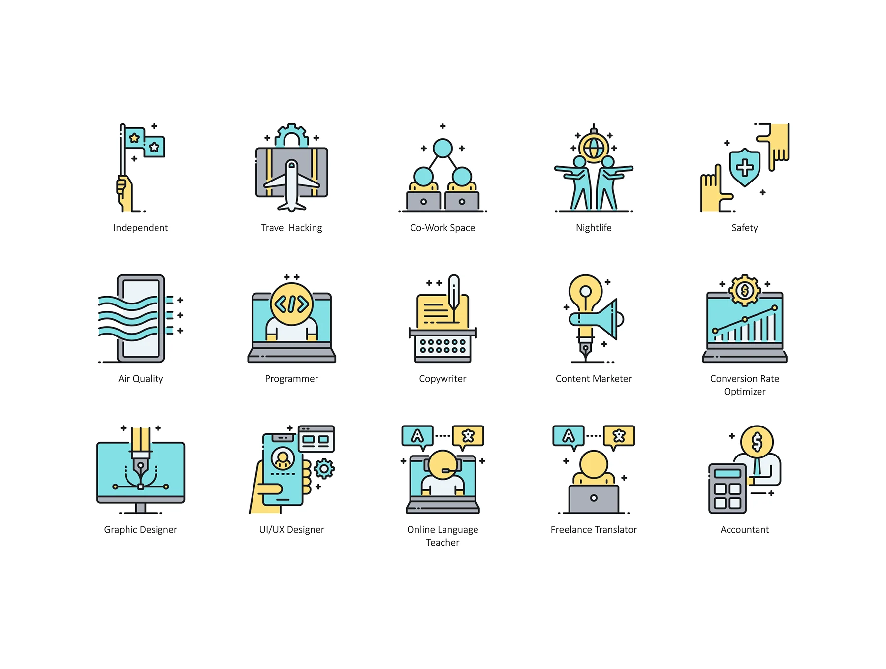 85 Digital Nomad Icons | Aqua Series 5