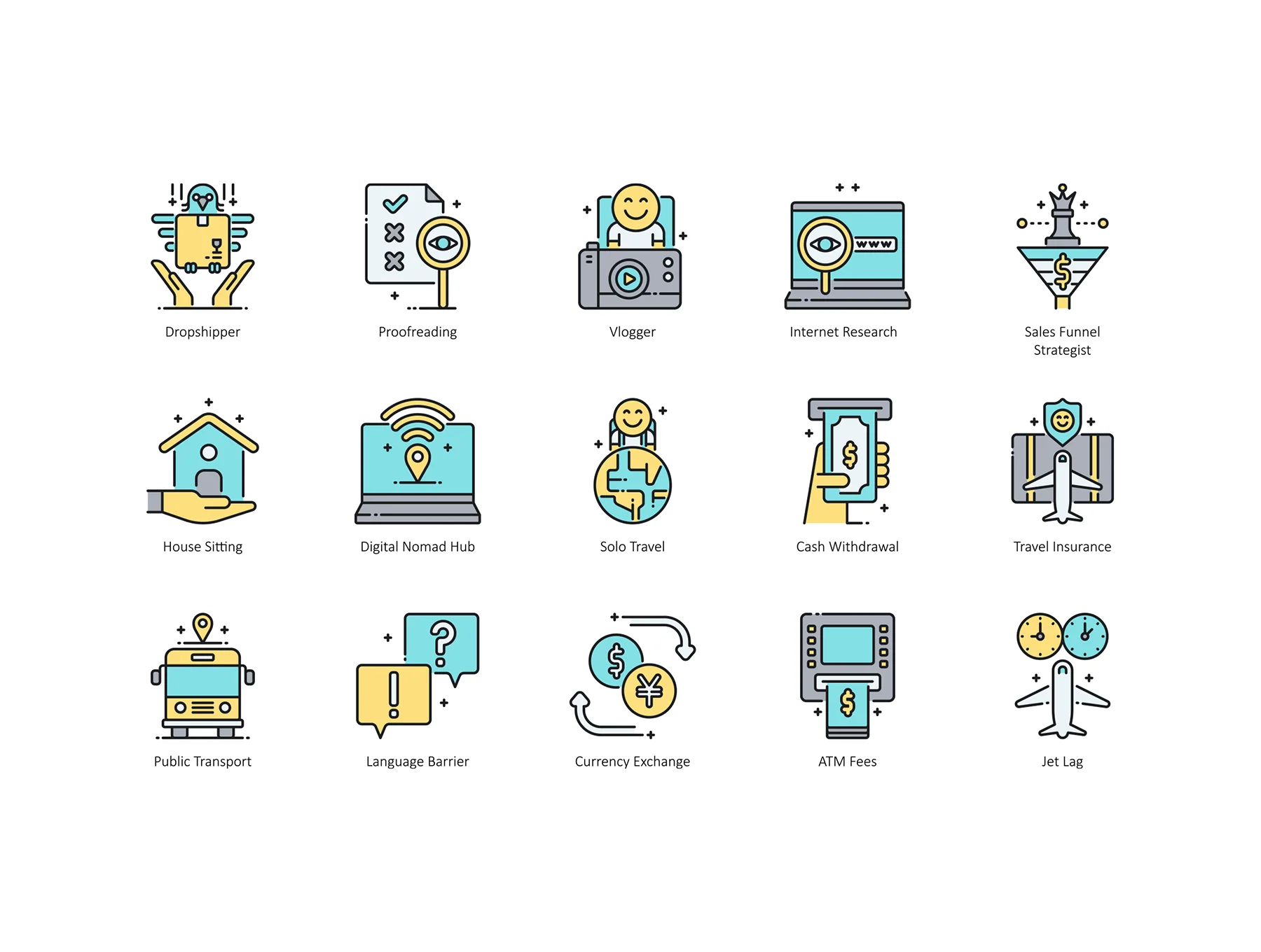 85 Digital Nomad Icons | Aqua Series 6