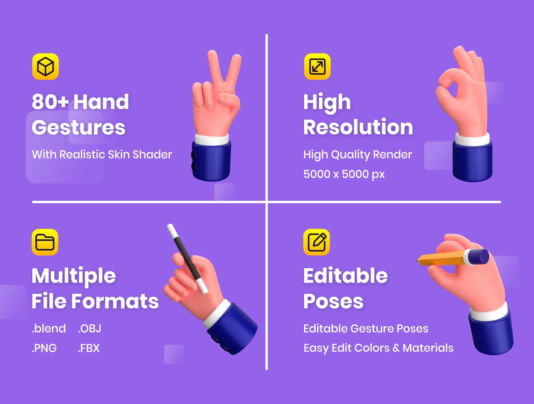Hand Gestures - 3D Illustration 2