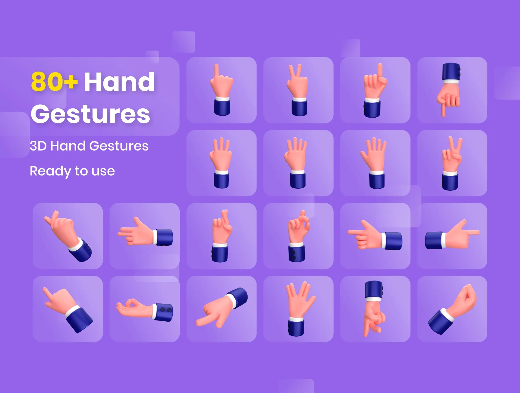 Hand Gestures - 3D Illustration 8