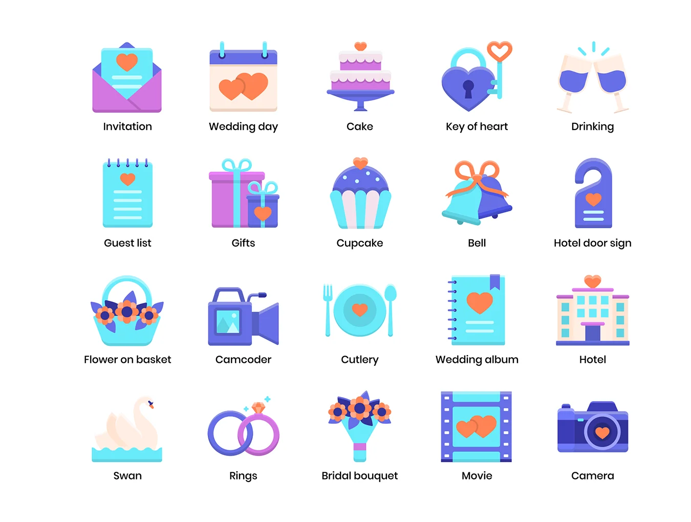 88 Wedding Icons | Violet Series 2
