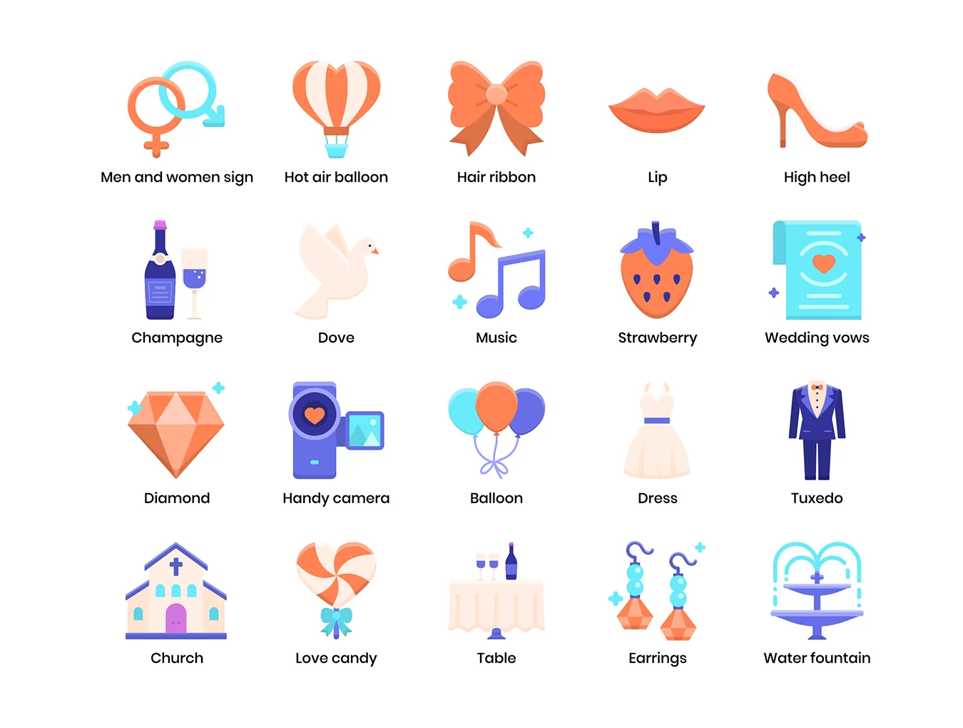 88 Wedding Icons | Violet Series 3