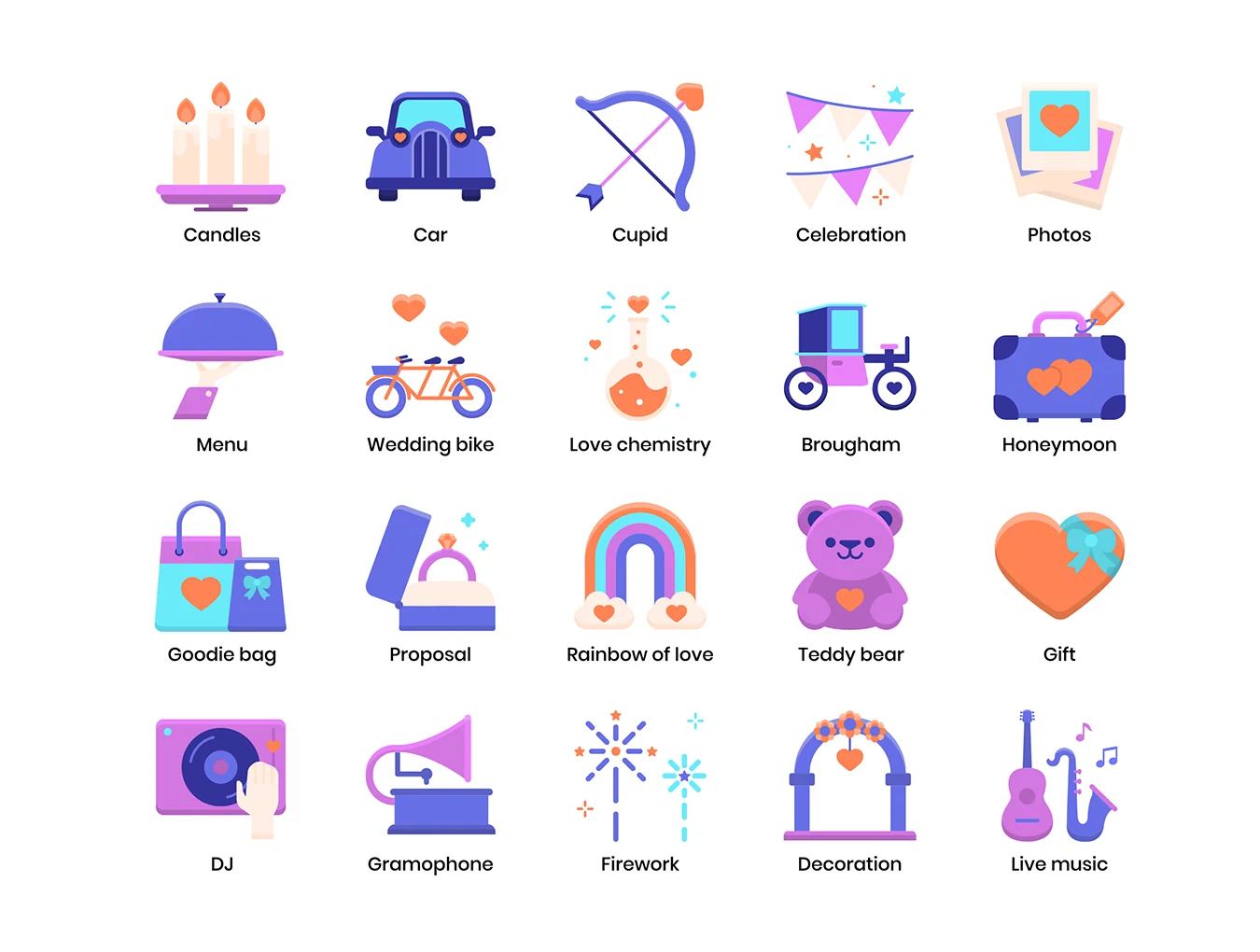 88 Wedding Icons | Violet Series 4
