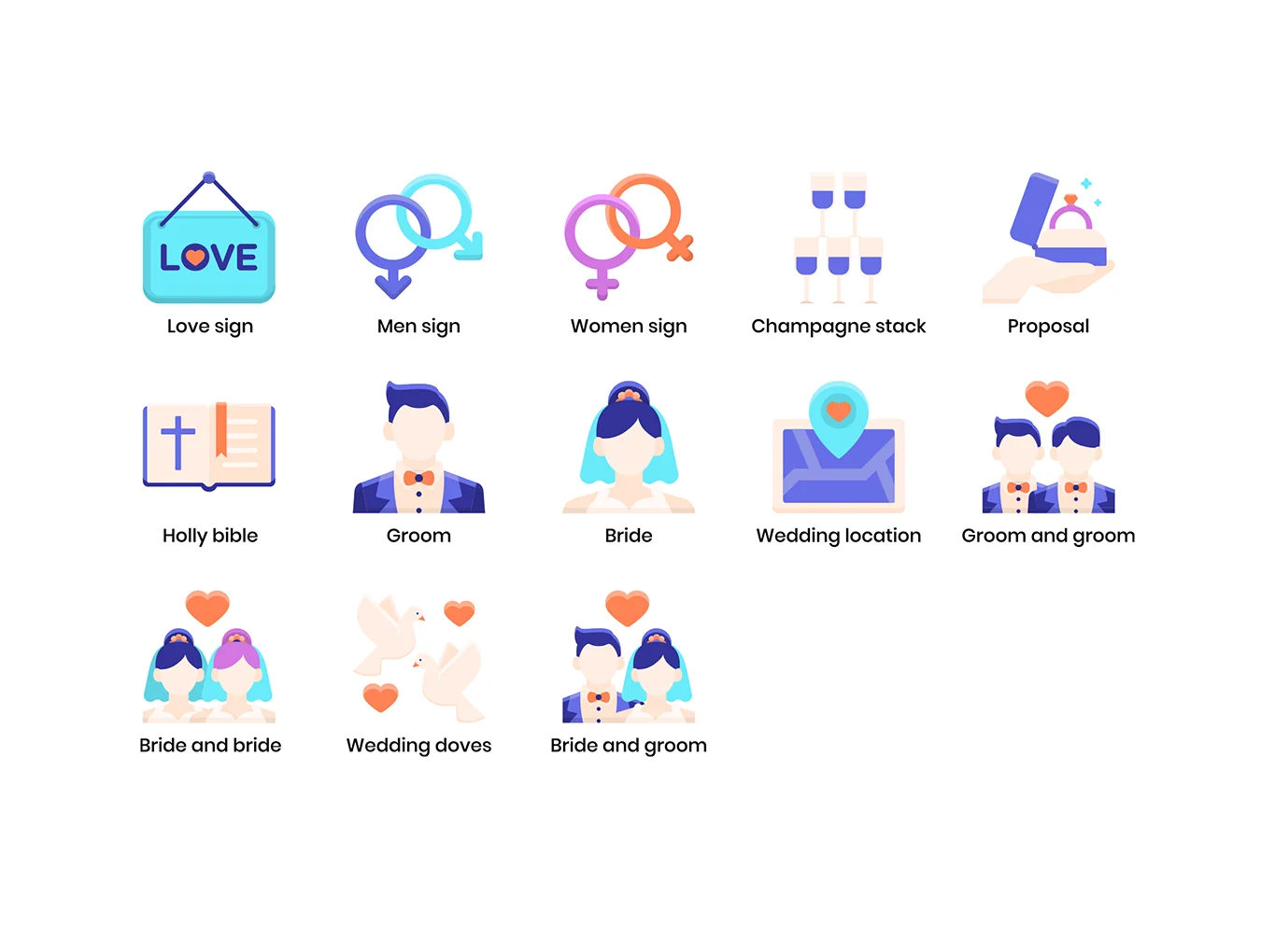 88 Wedding Icons | Violet Series 6
