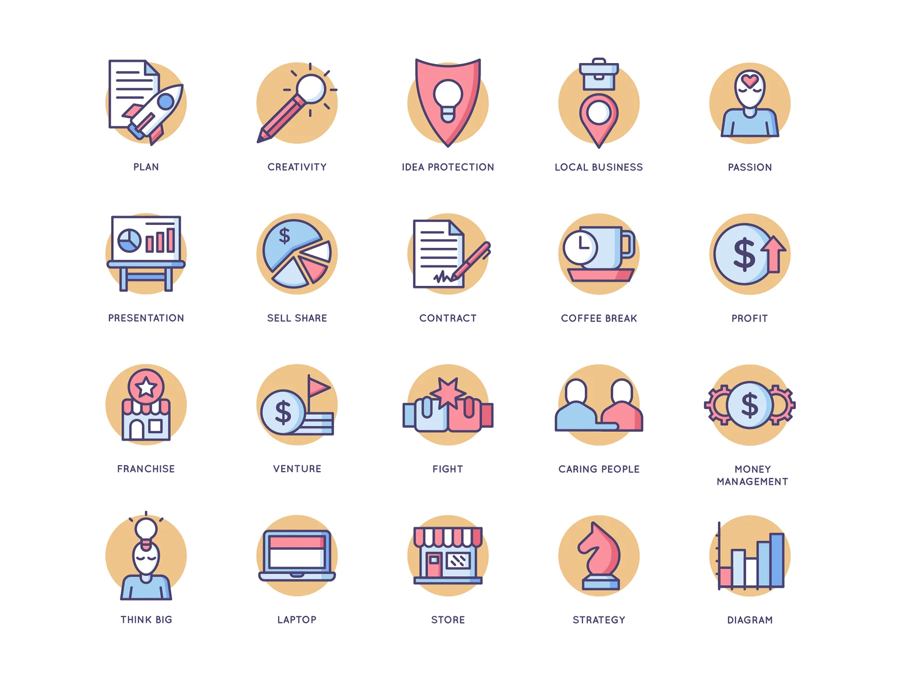 89 Startup Icons | Butterscotch Series 3