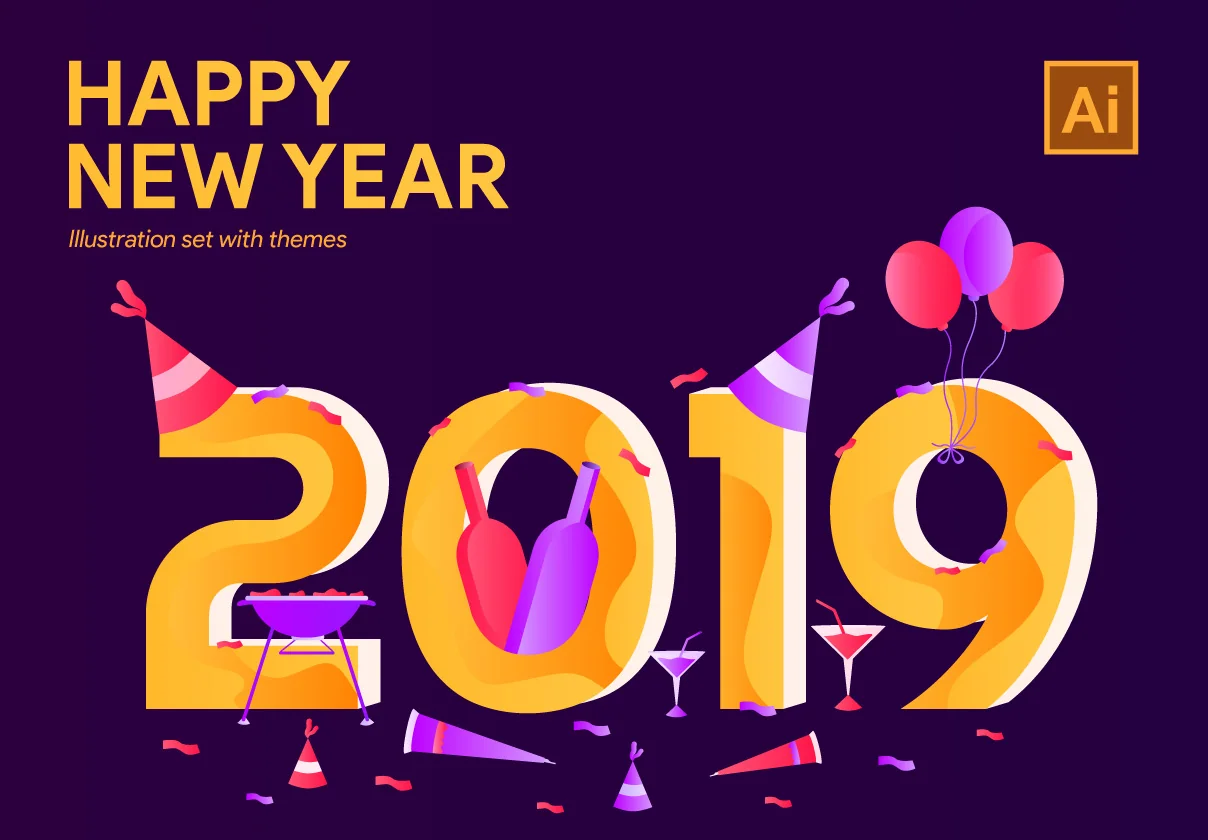 2019 New Year Illustrations