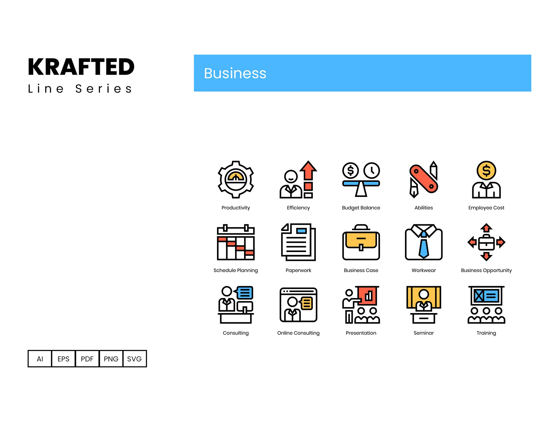 90 Business Icons | Krafted Series 2