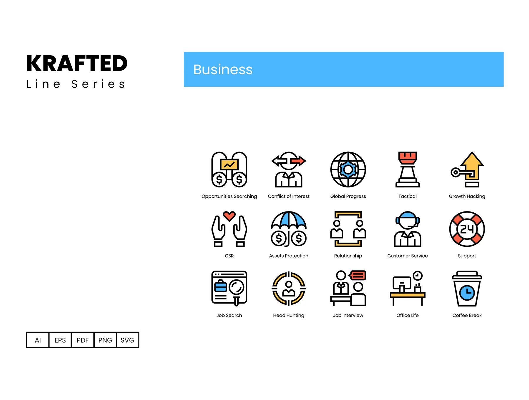 90 Business Icons | Krafted Series 6