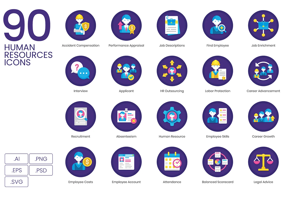90 Human Resources Icons | Orchid Series