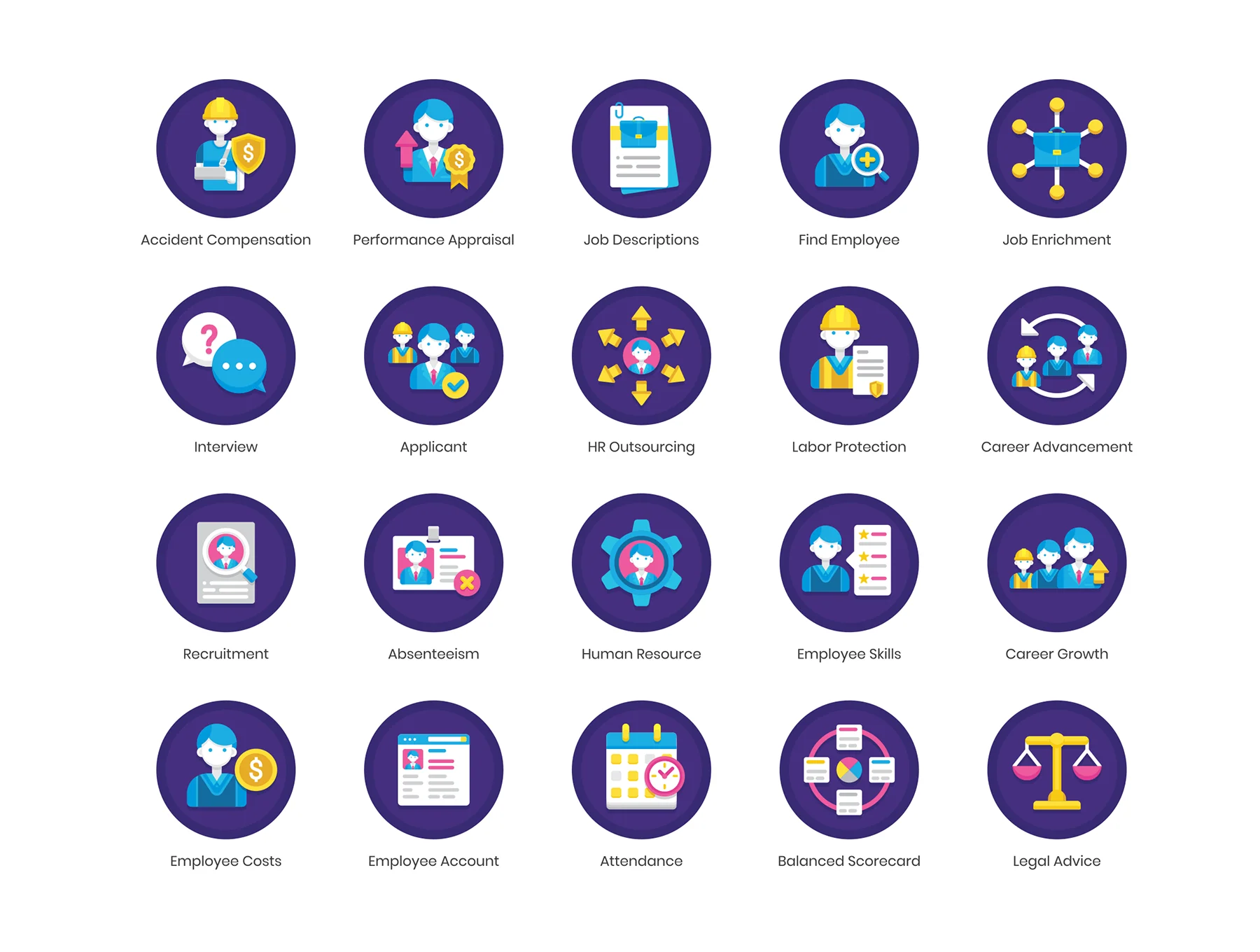 90 Human Resources Icons | Orchid Series 2