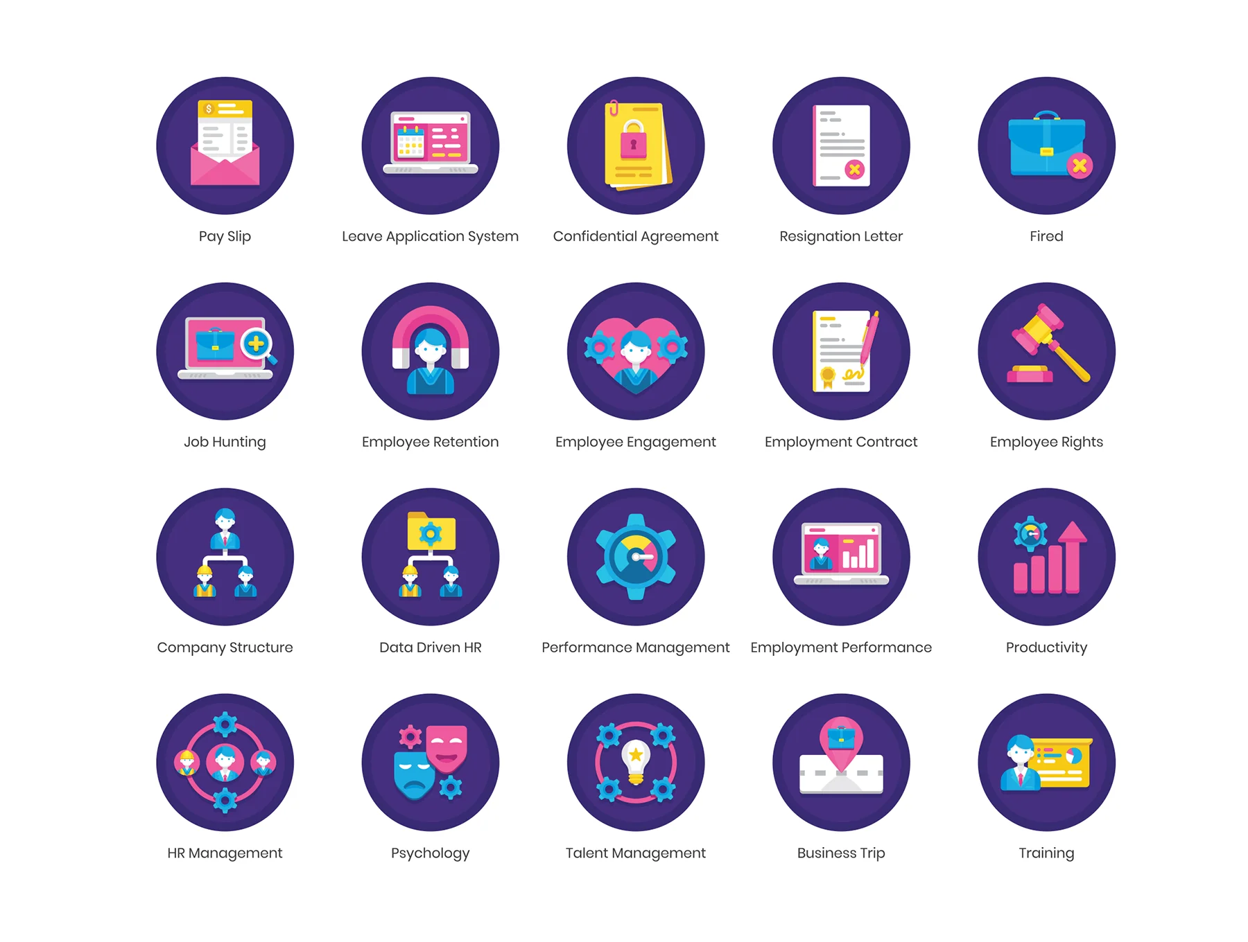 90 Human Resources Icons | Orchid Series 3