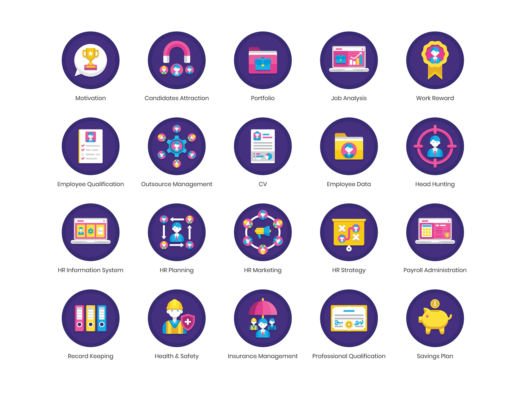 90 Human Resources Icons | Orchid Series 4