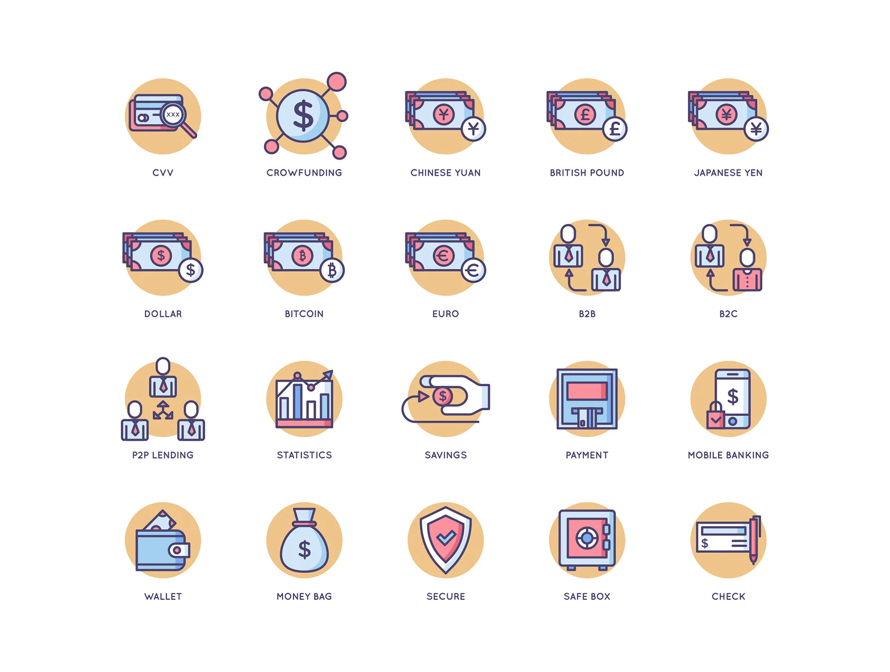 91 Fintech Icons | Butterscotch Series 4