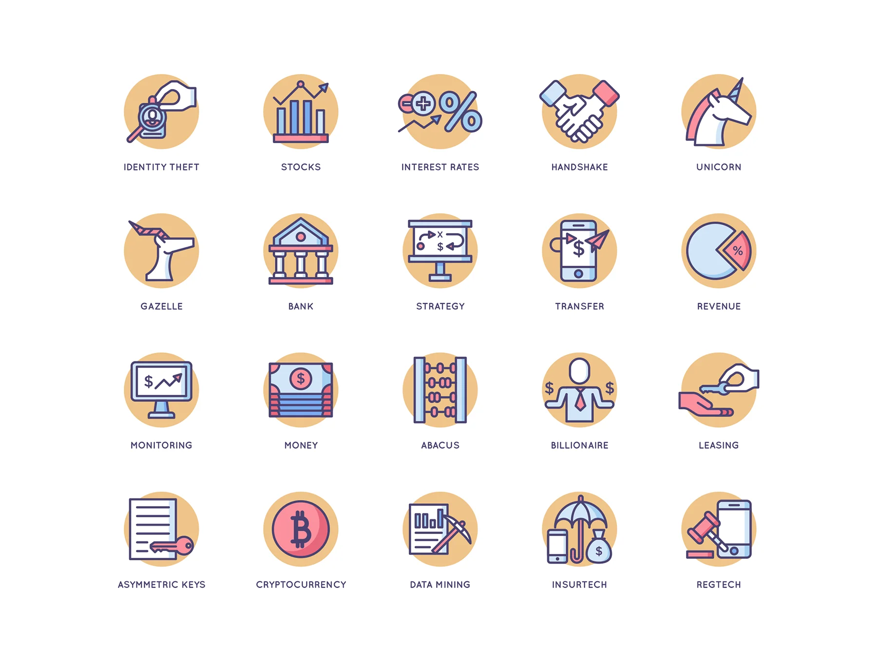 91 Fintech Icons | Butterscotch Series 5
