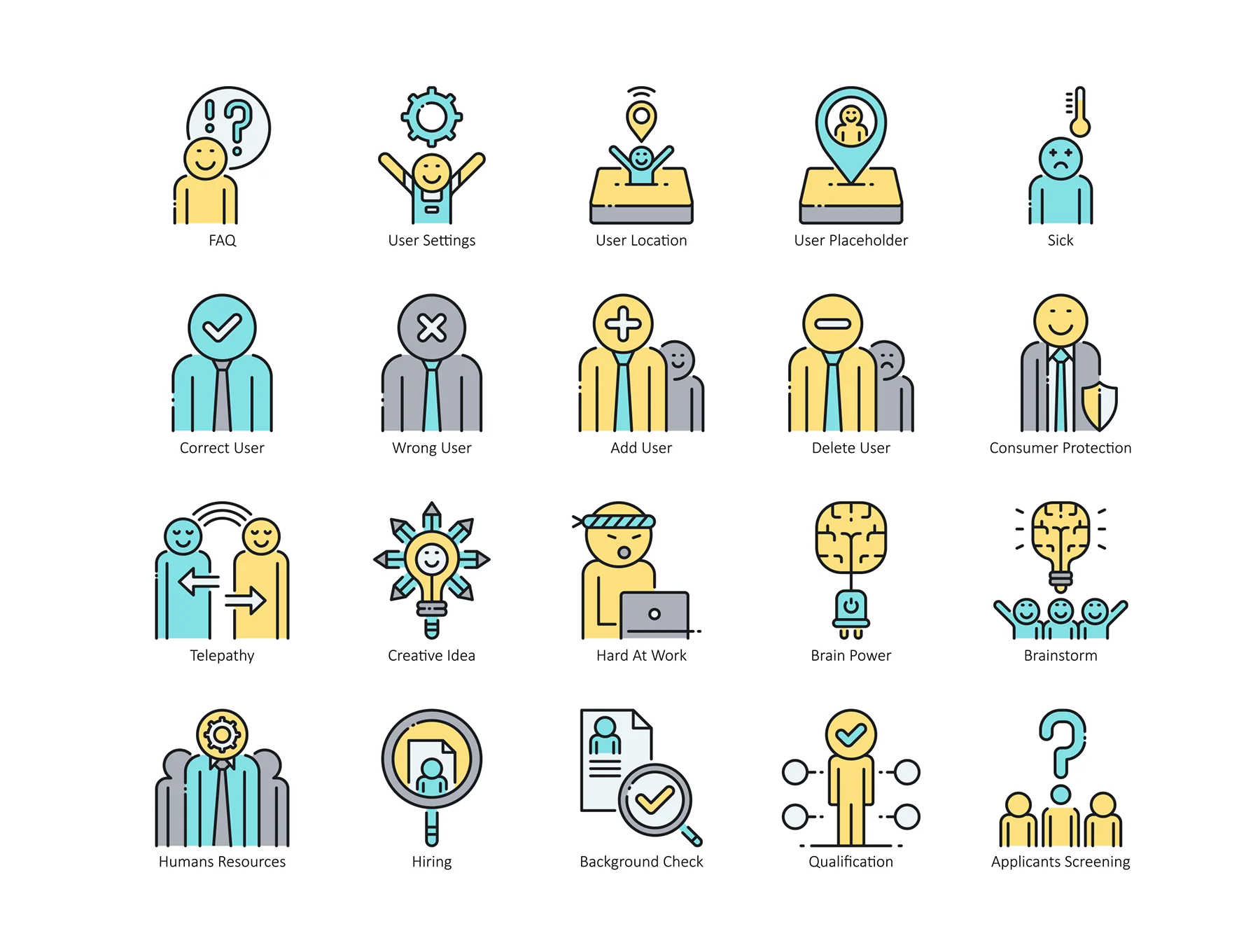 95 Business People Icons | Aqua Series 3