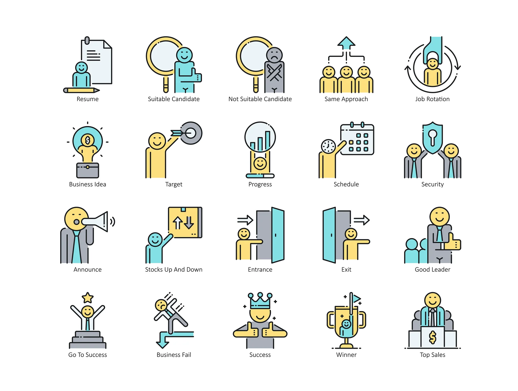 95 Business People Icons | Aqua Series 4