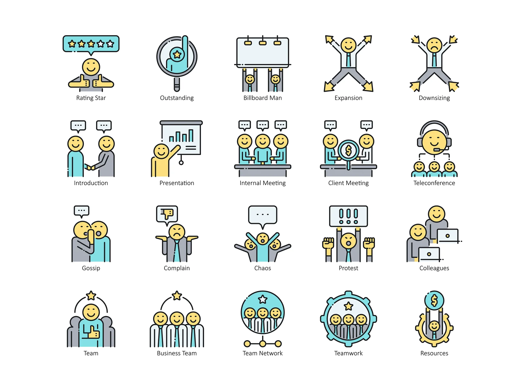 95 Business People Icons | Aqua Series 5