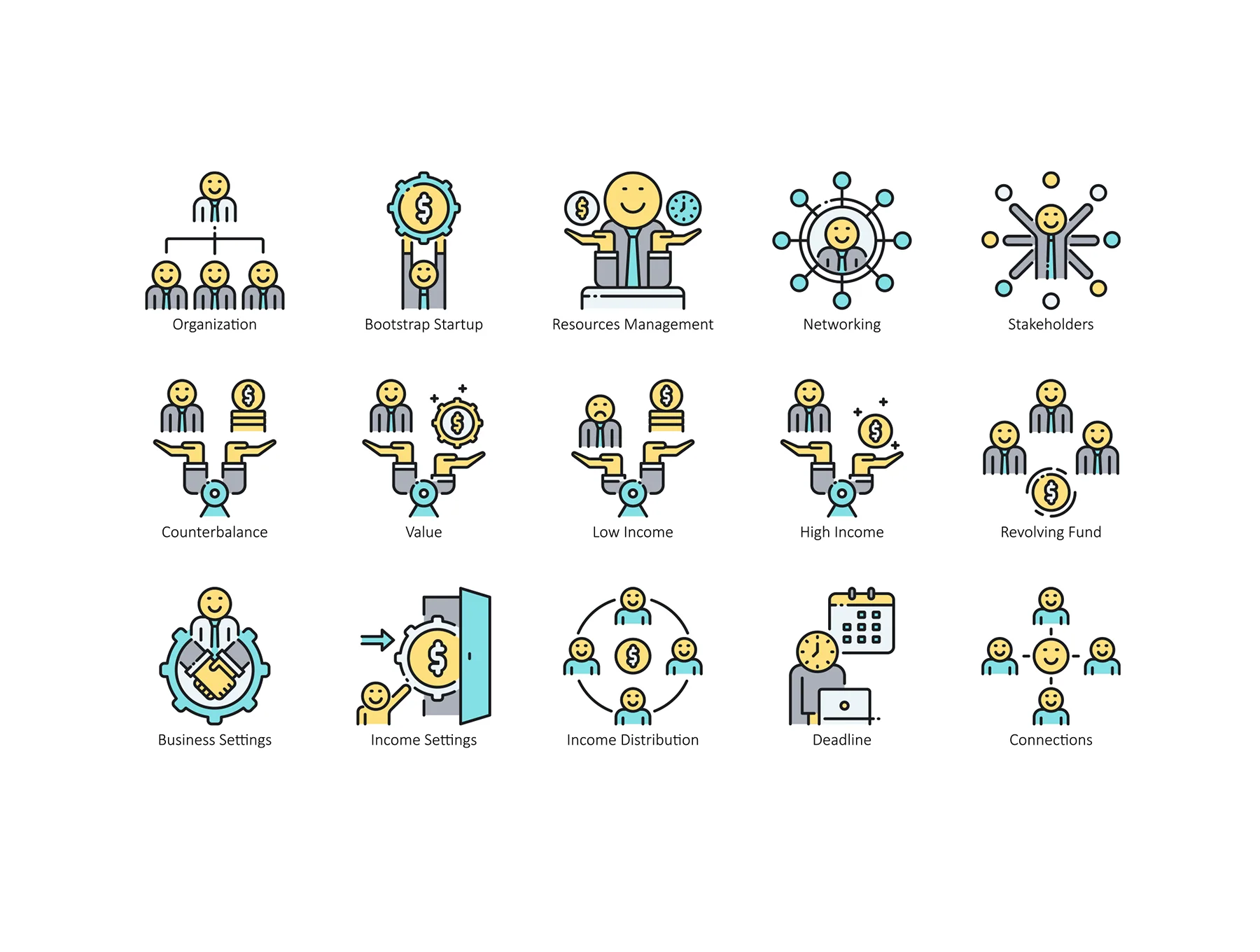 95 Business People Icons | Aqua Series 6