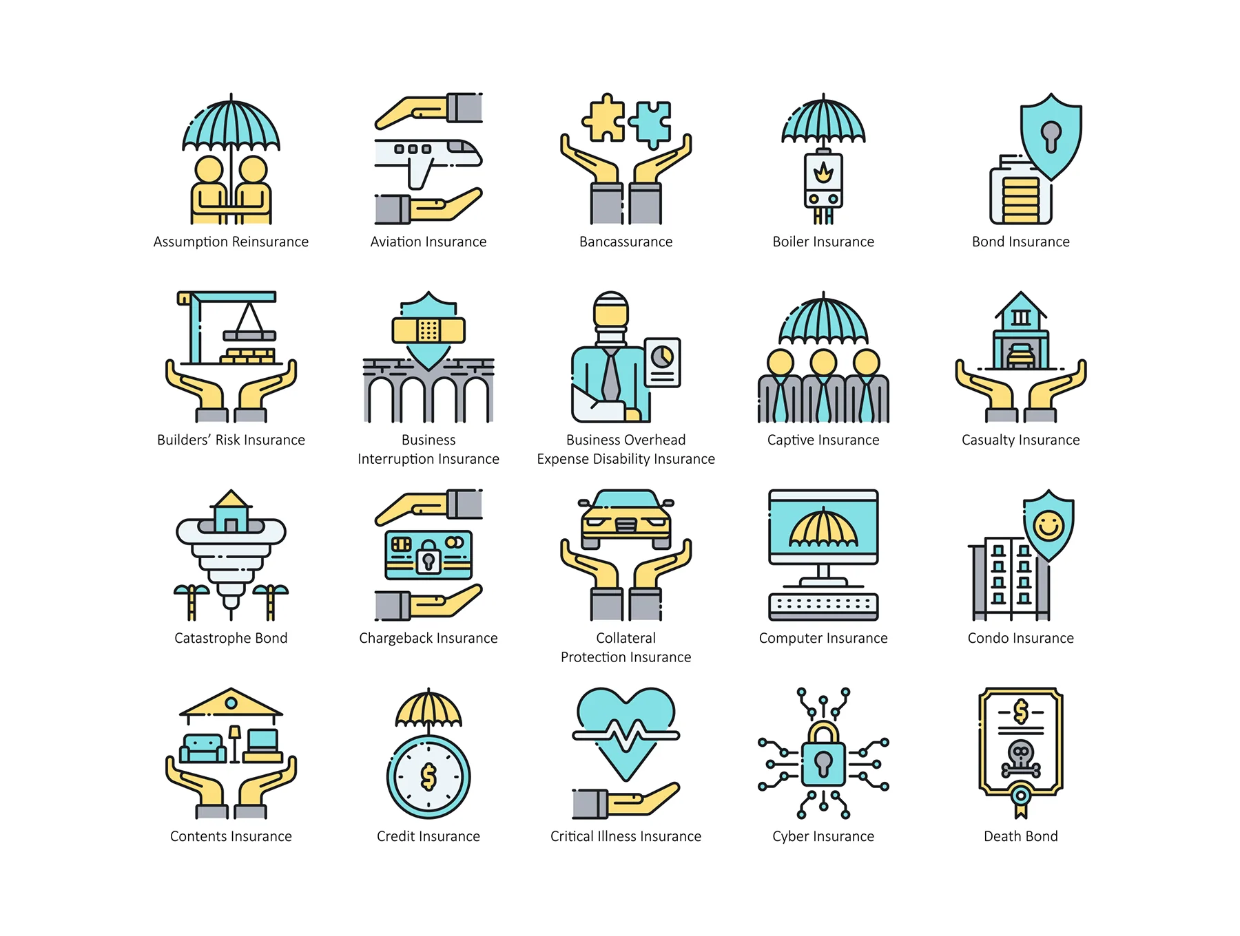 95 Insurance Icons | Aqua Series 2