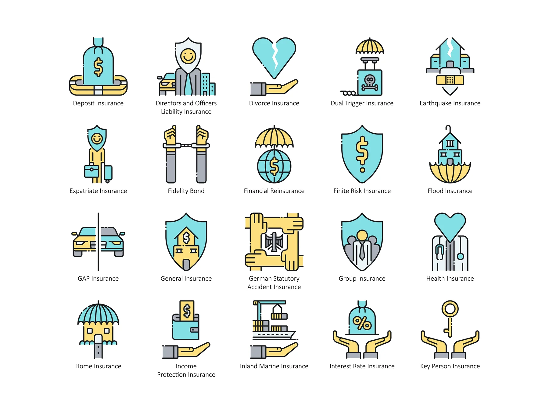95 Insurance Icons | Aqua Series 3