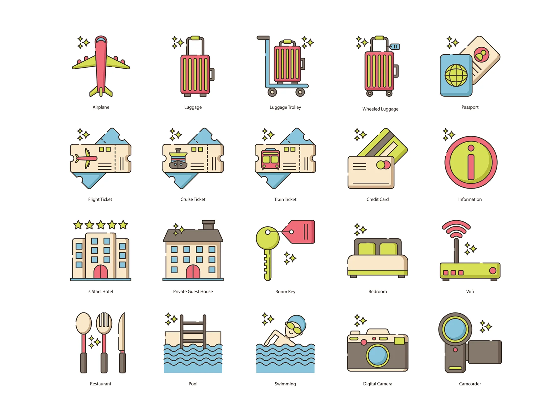96 Travel Icons | Hazel Series 2
