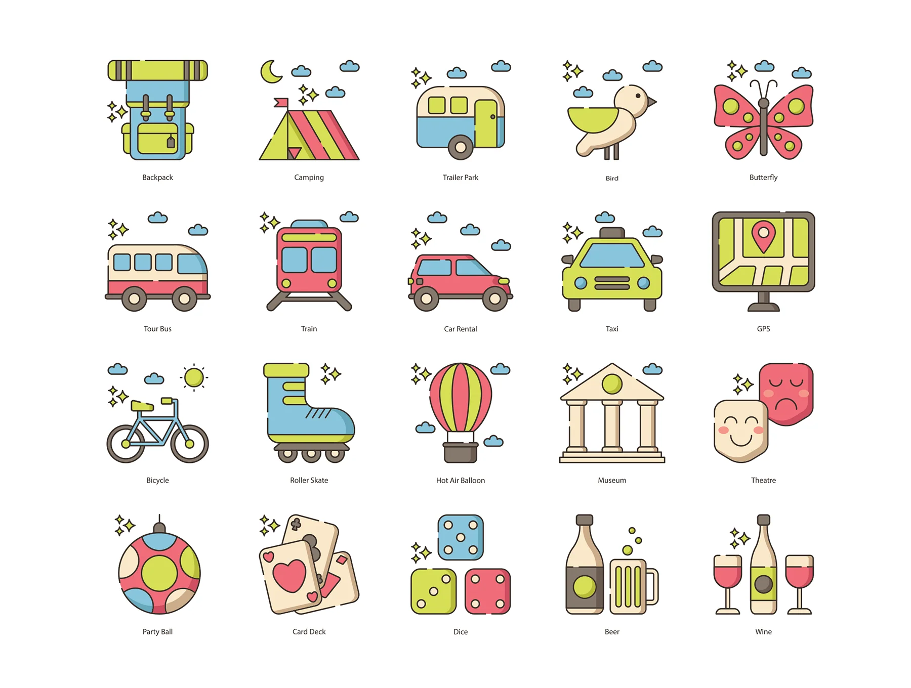 96 Travel Icons | Hazel Series 5