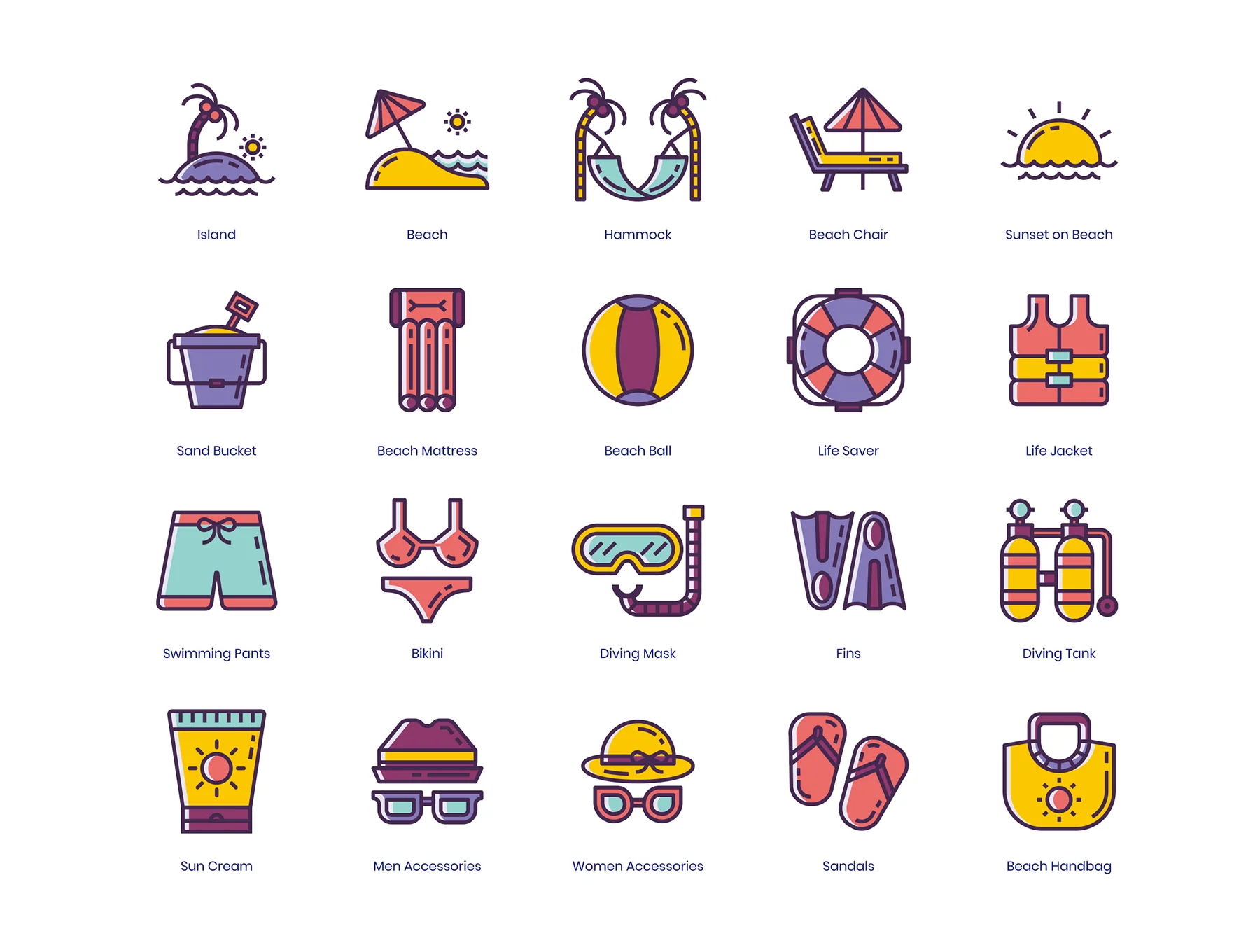 96 Travel Icons | Lilac Series 3