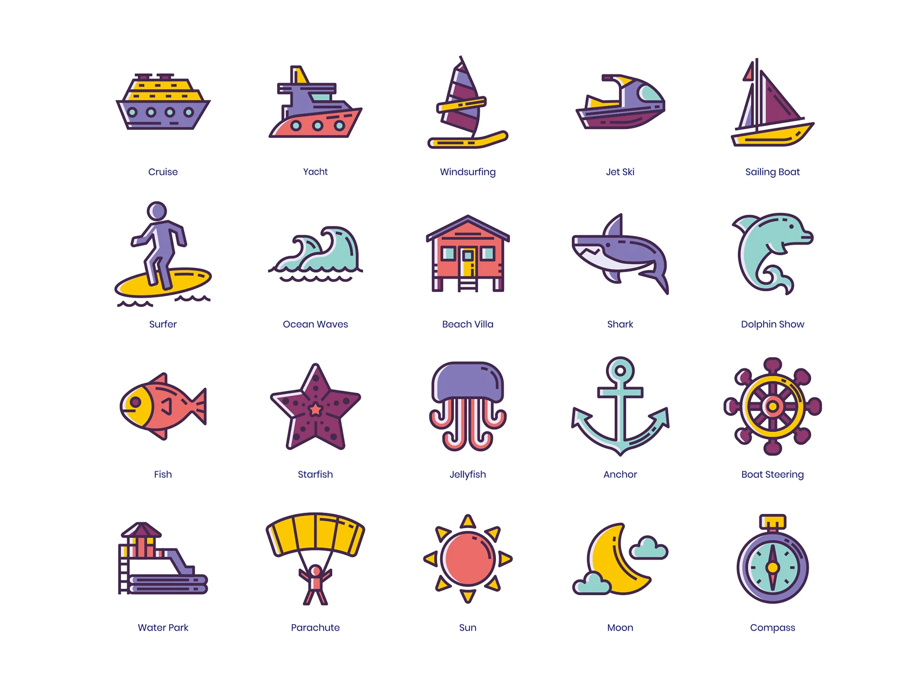 96 Travel Icons | Lilac Series 4
