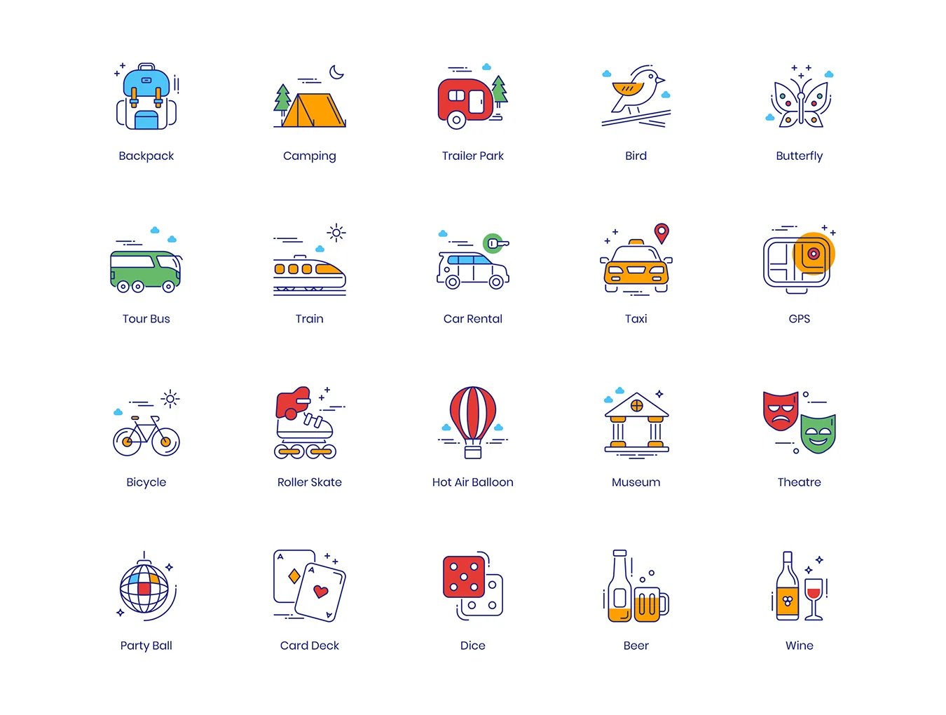 96 Travel Icons | ColorPop Series 5