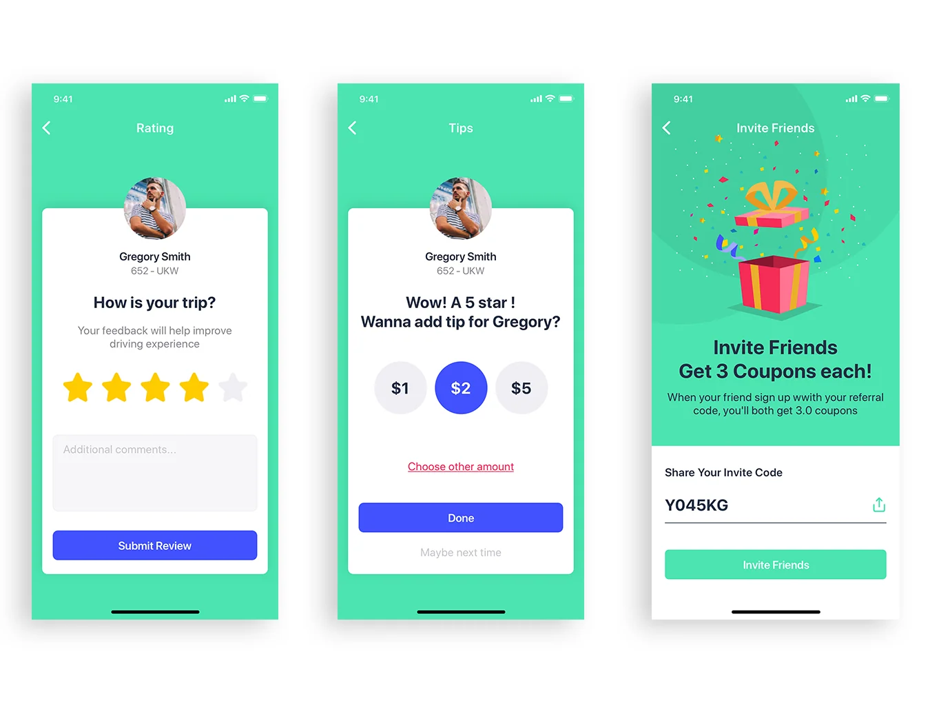Aber Taxi mobile UI Kit 6