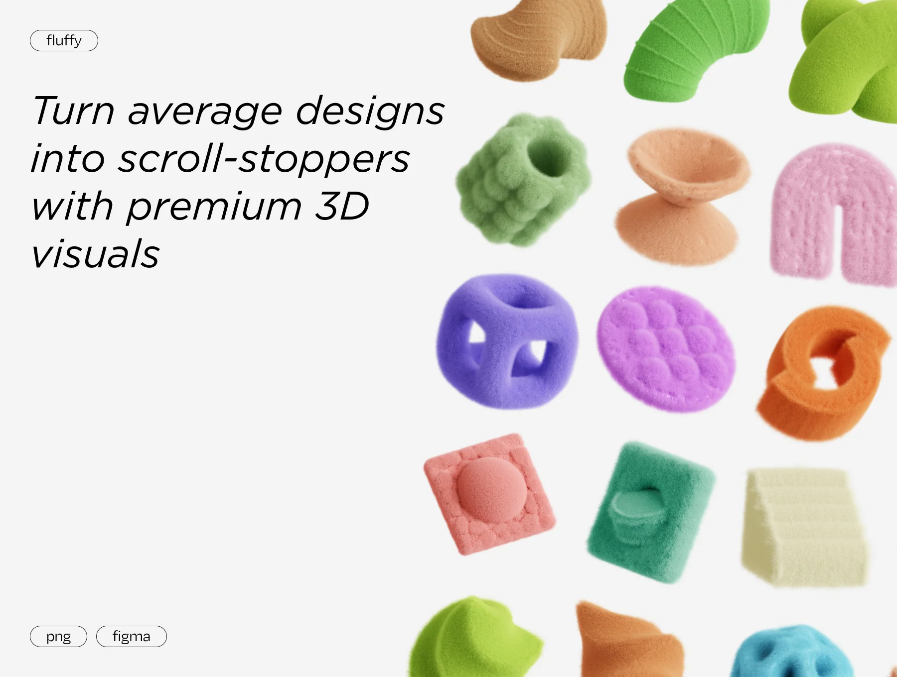 Abstract Fluffy 3D Assets