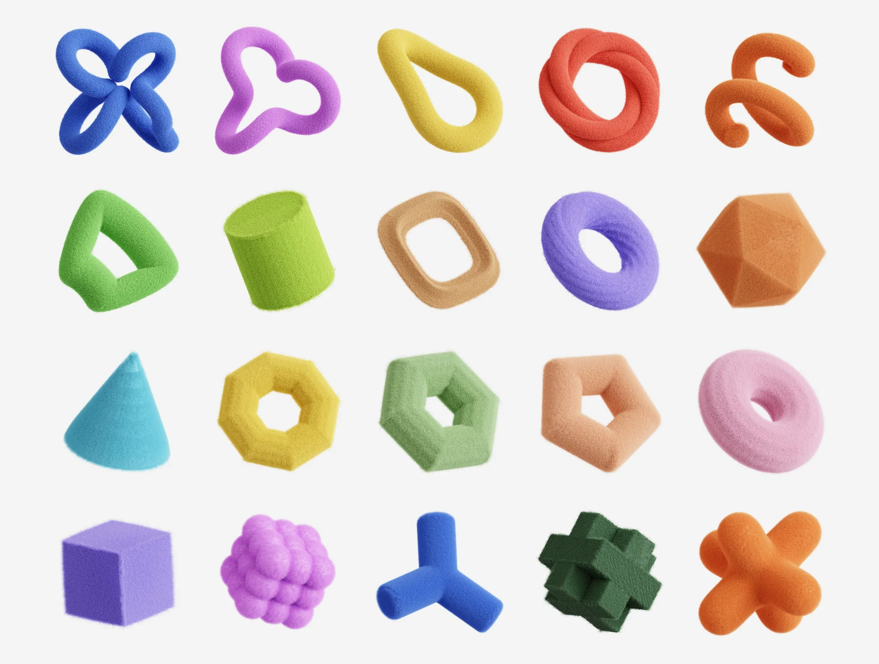 Abstract Fluffy 3D Assets 4