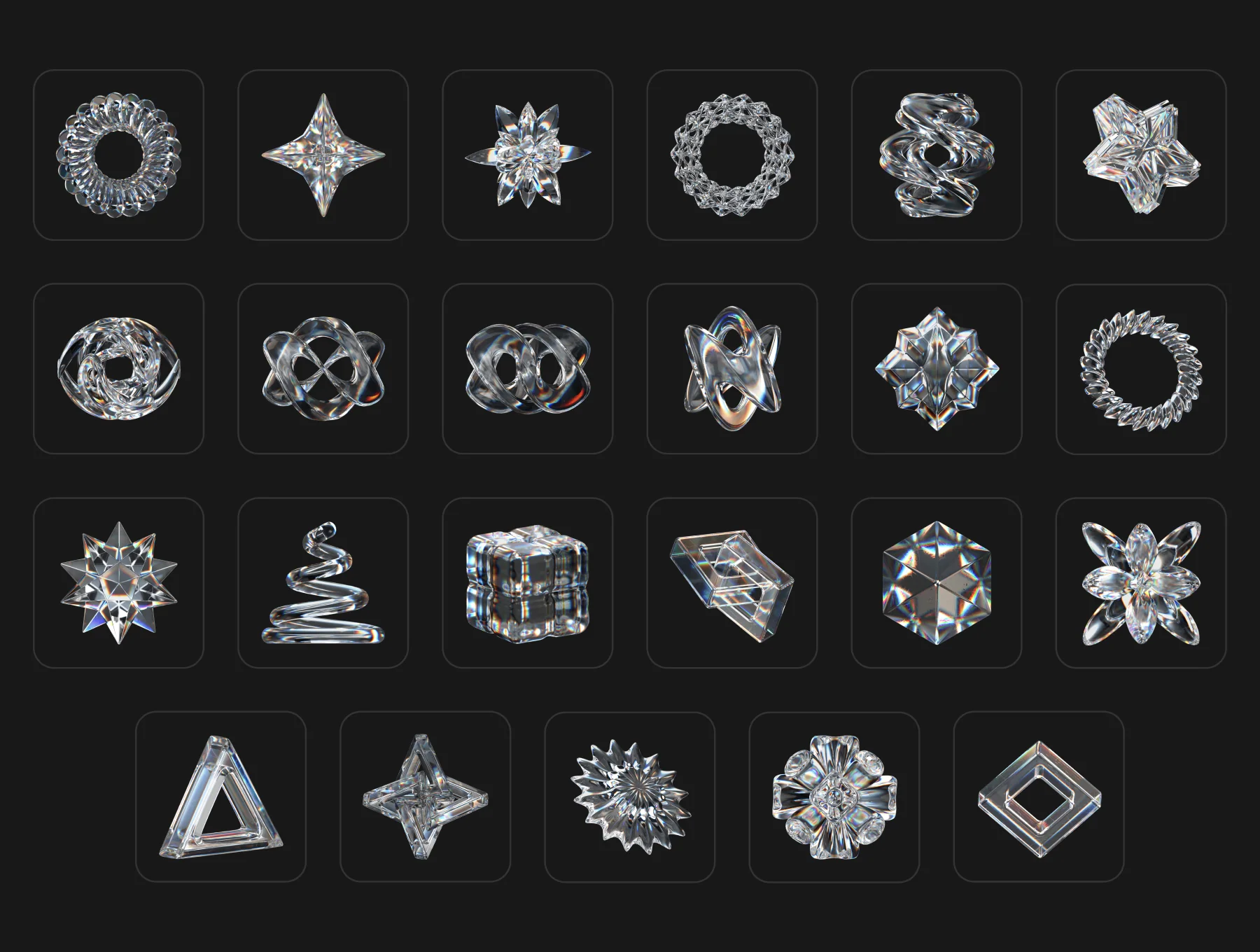 Abstract Glass 3D Icon Pack 5