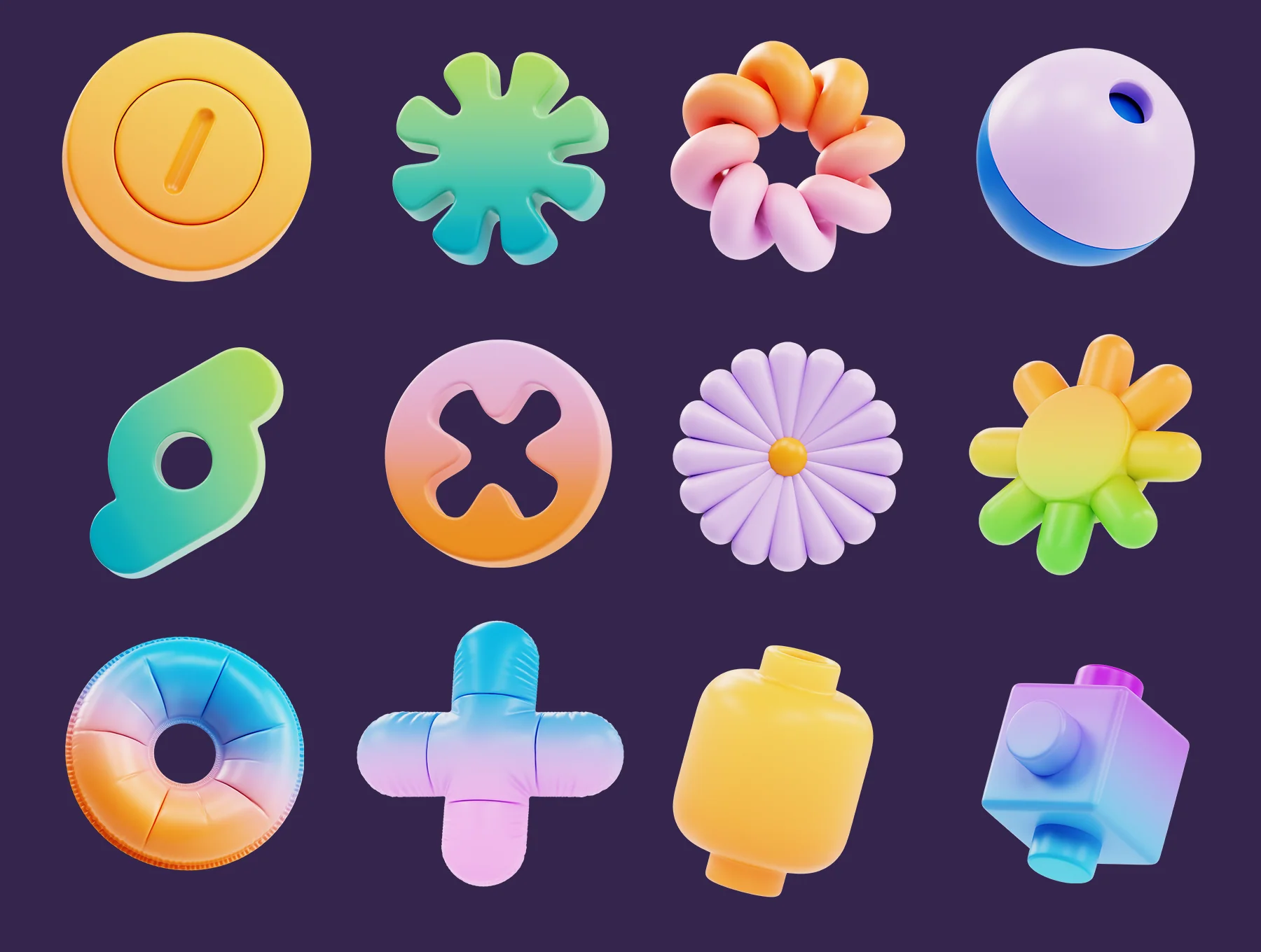 Abstract Shapes 3D Icon Set 4
