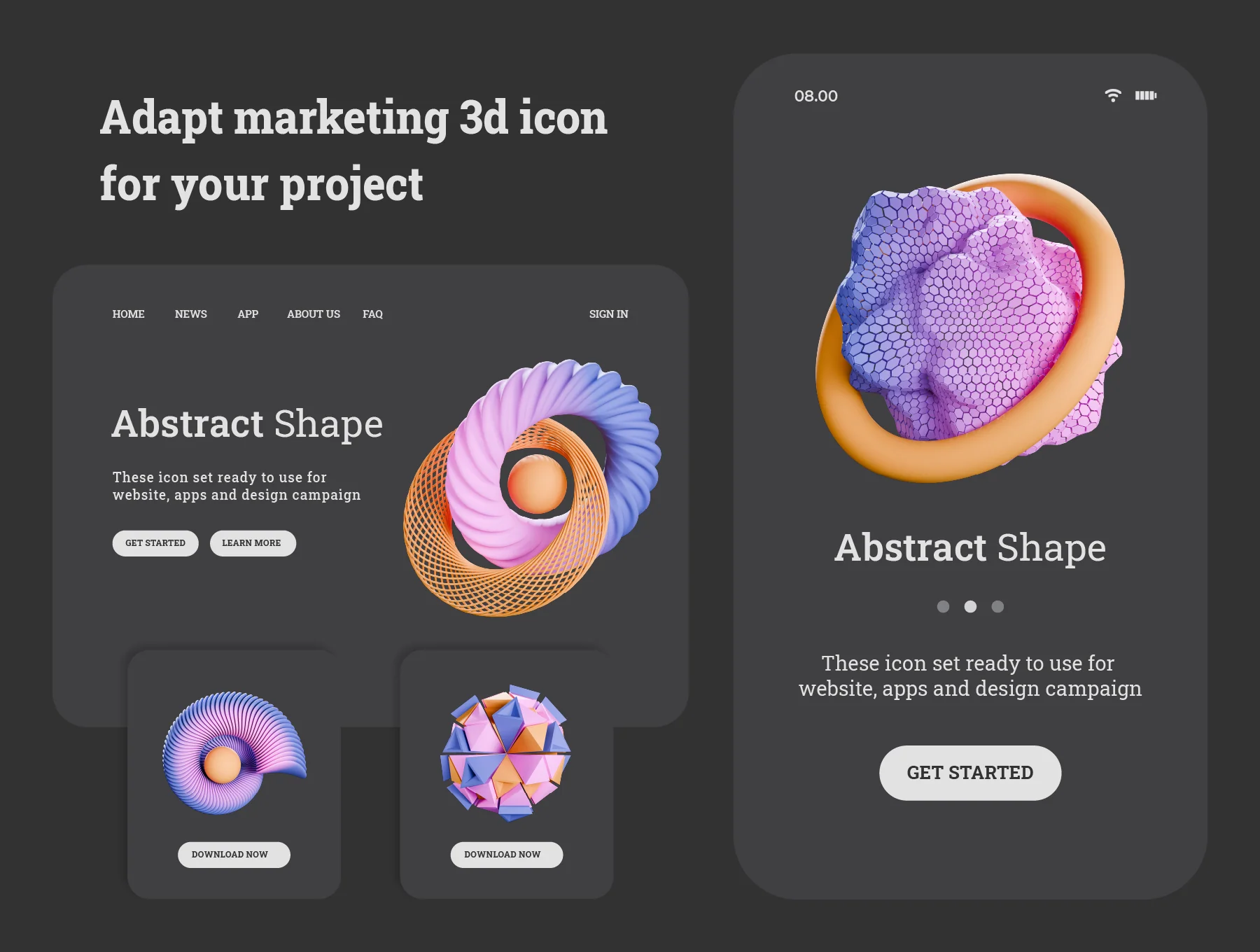 Abstract Shapes 3d Illustration Pack 4