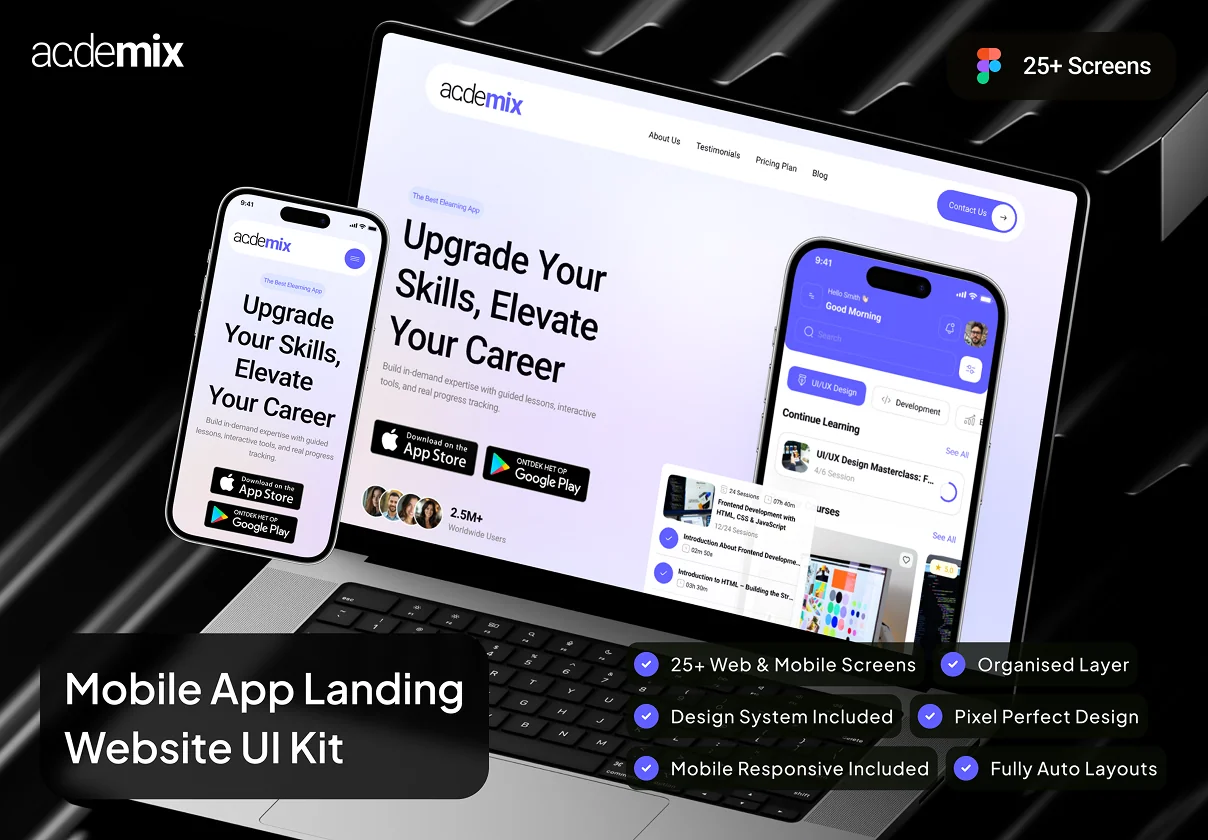 academix - Mobile App Landing Website UI Kit