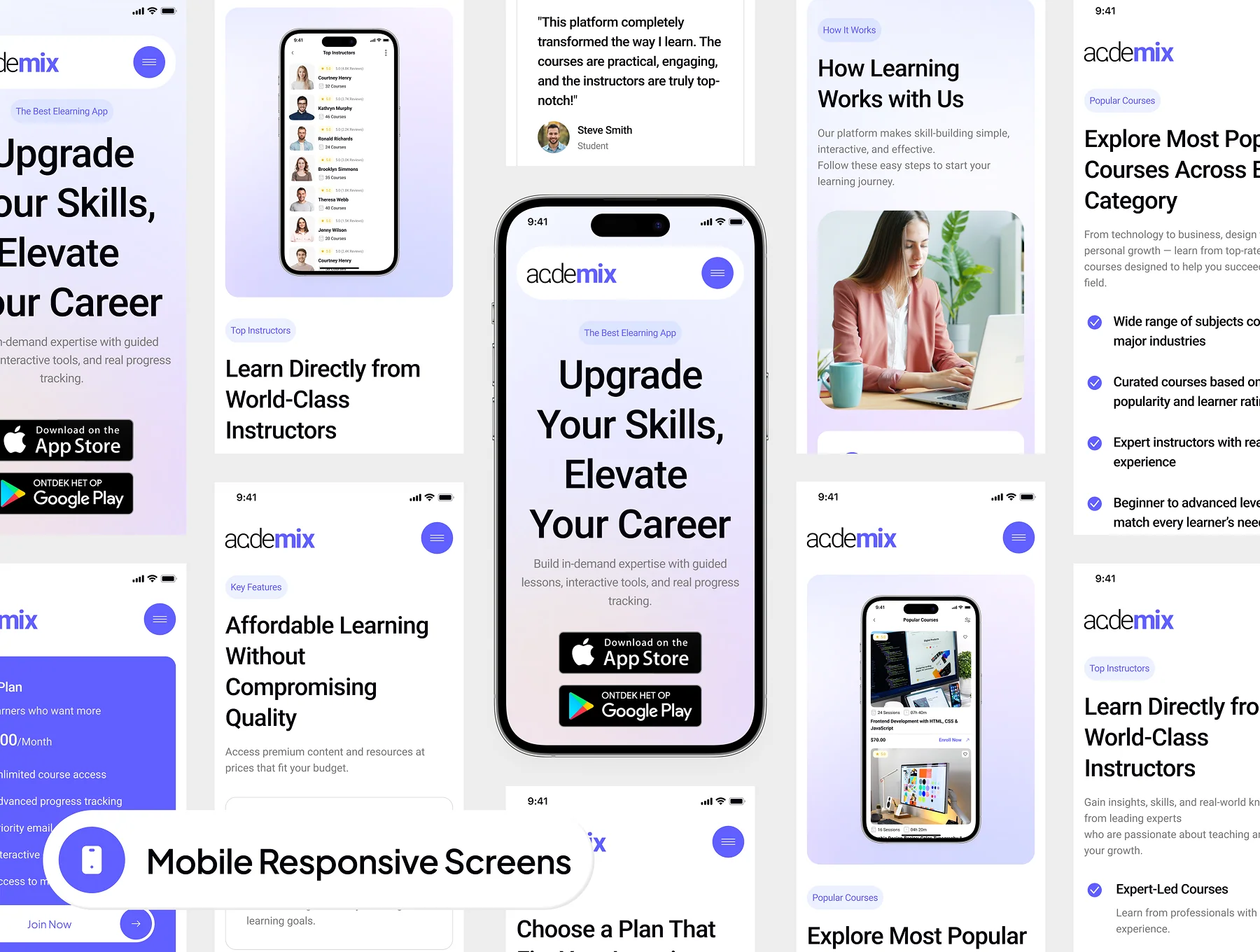 academix - Mobile App Landing Website UI Kit 9