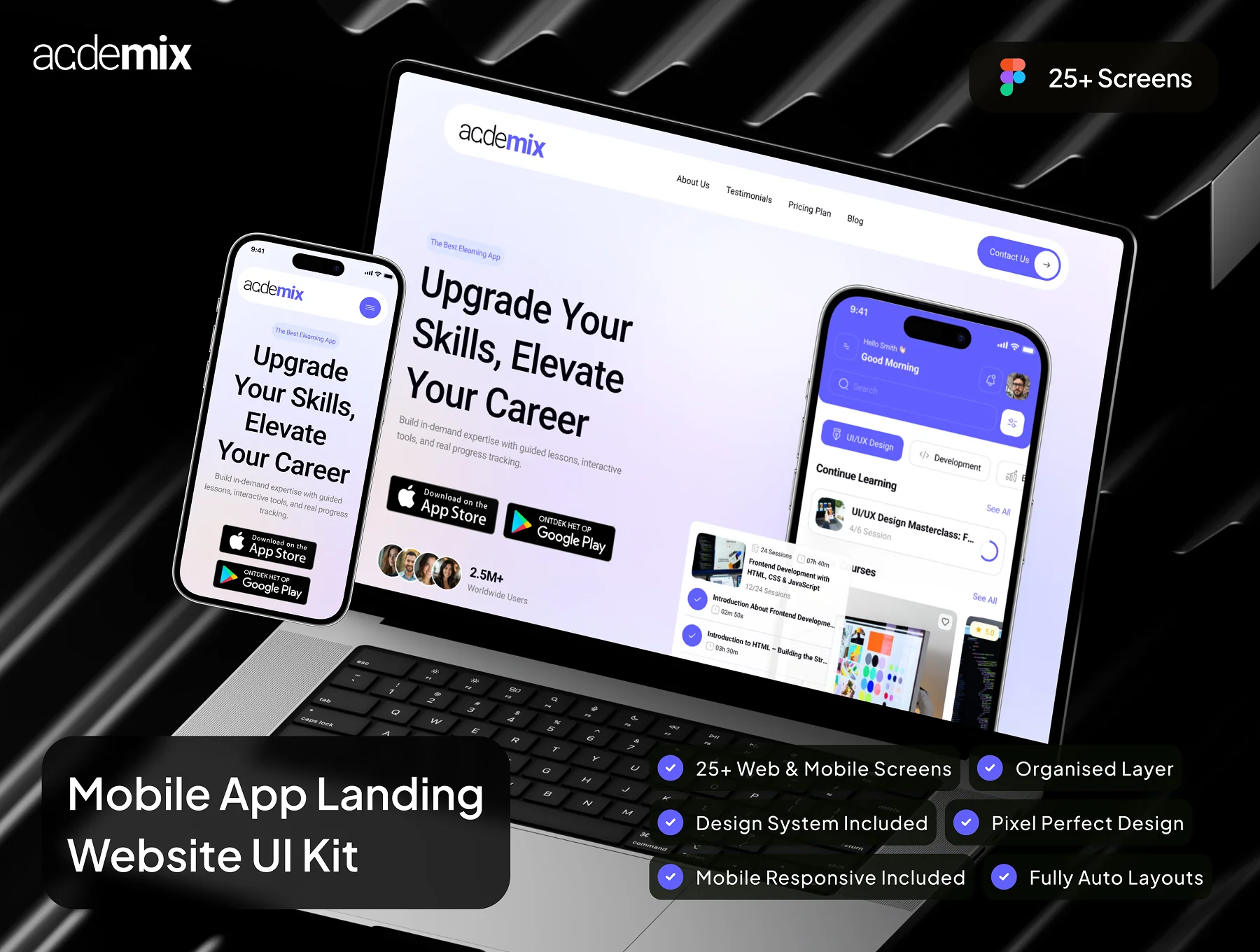 academix - Mobile App Landing Website UI Kit