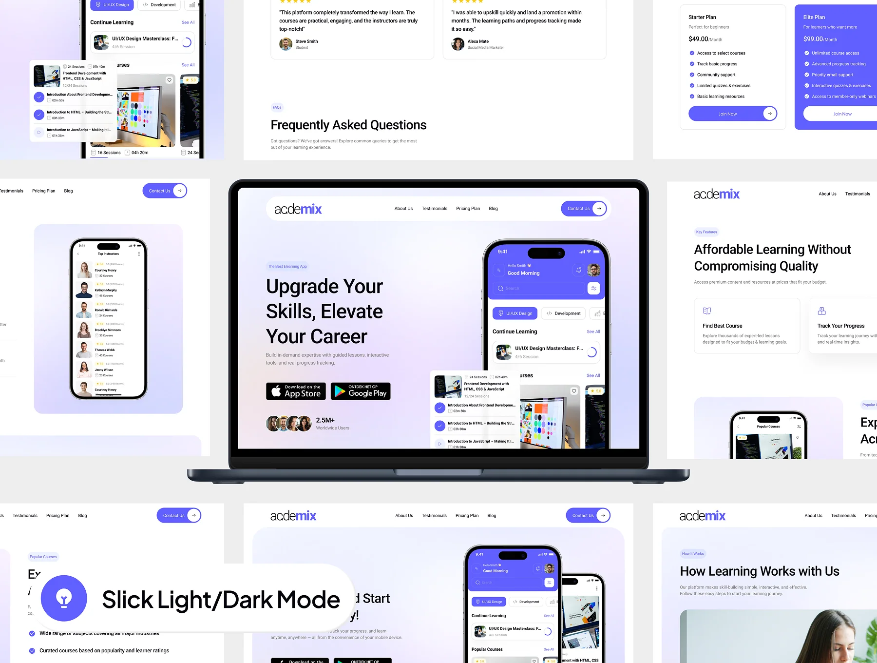 academix - Mobile App Landing Website UI Kit 3