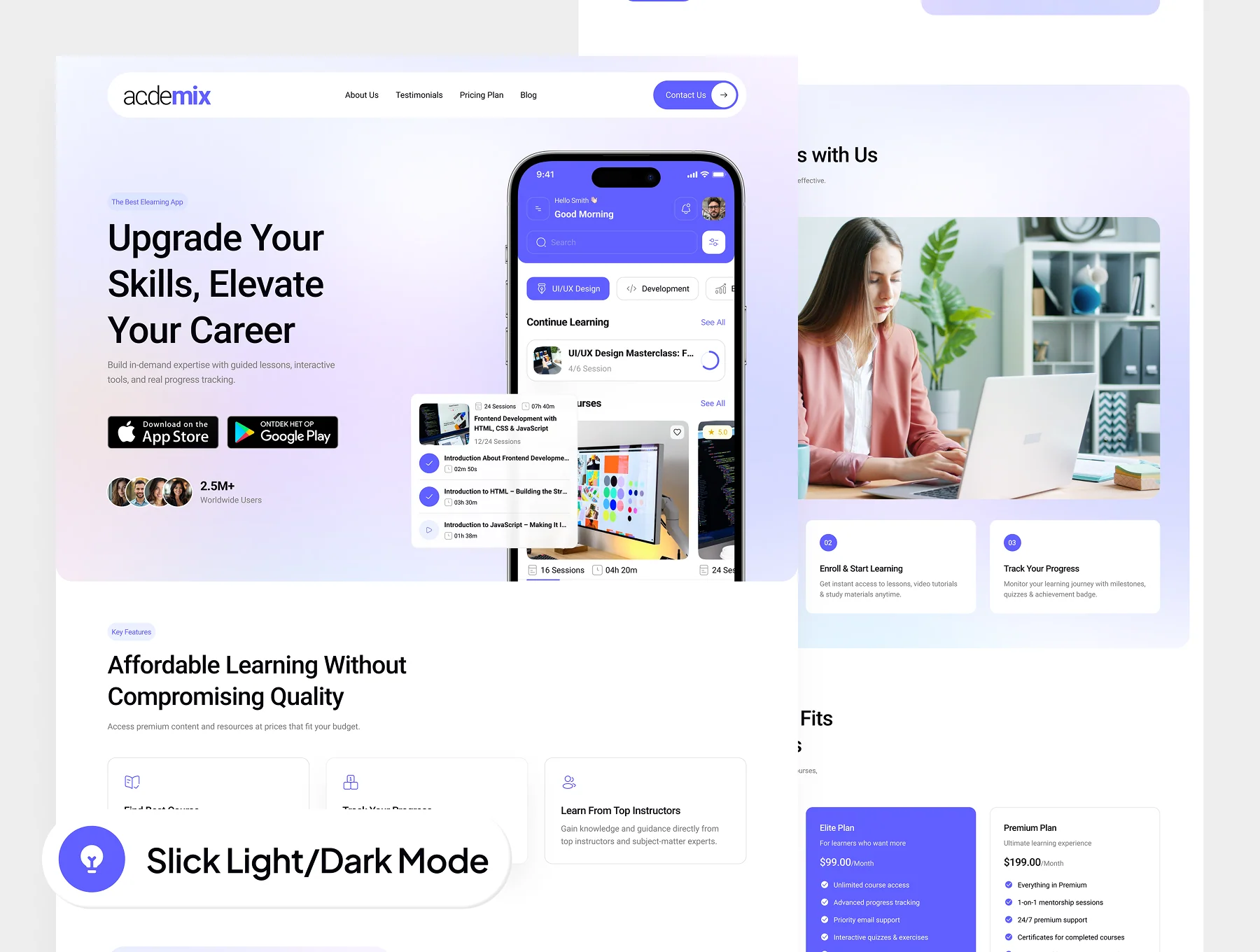 academix - Mobile App Landing Website UI Kit 4