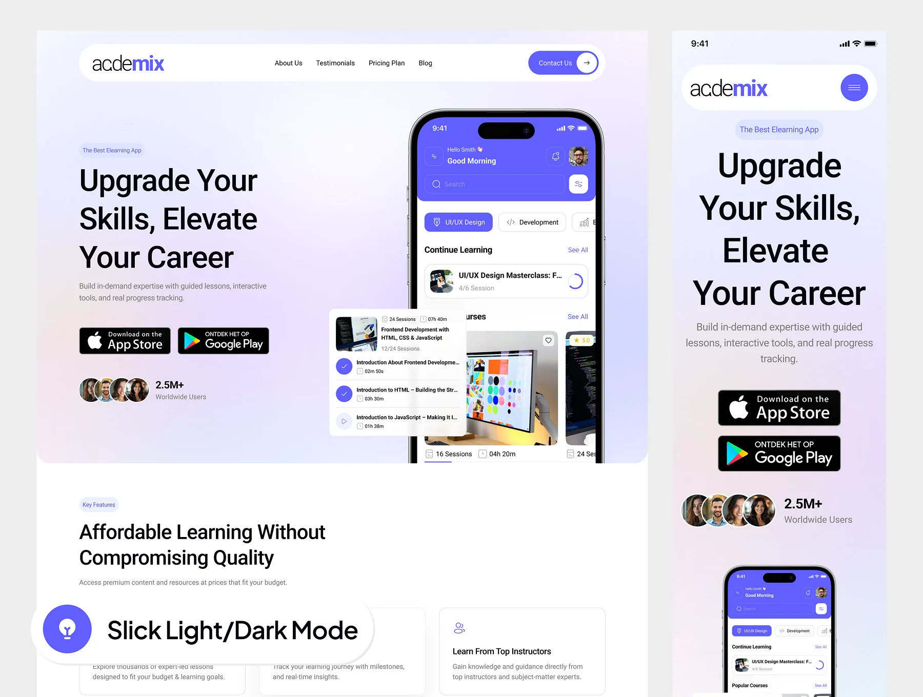 academix - Mobile App Landing Website UI Kit 8