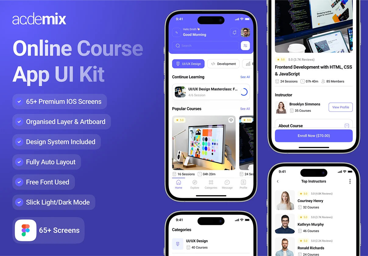 academix - Online Course App UI Kit