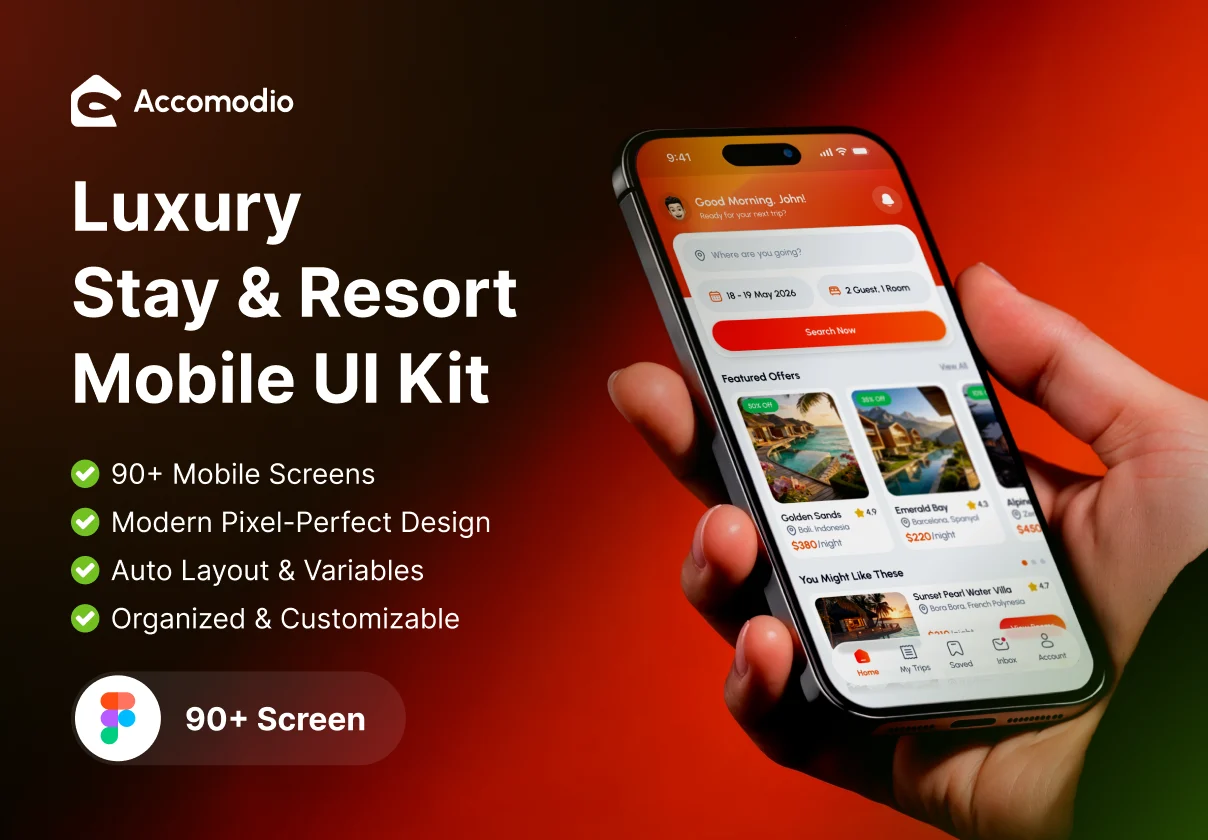 Accomodio - Luxury Stay & Resort Mobile UI Kit