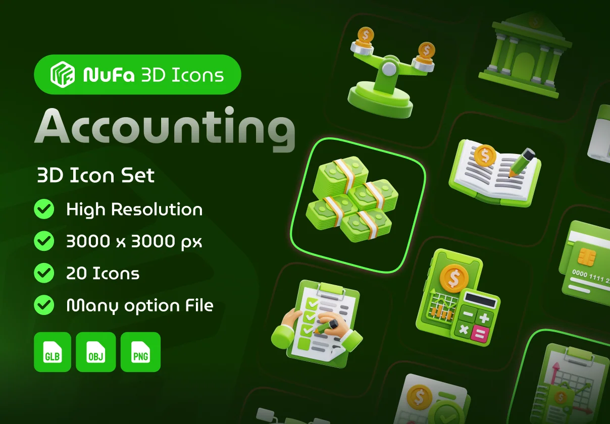 Accounting 3D Icon Set