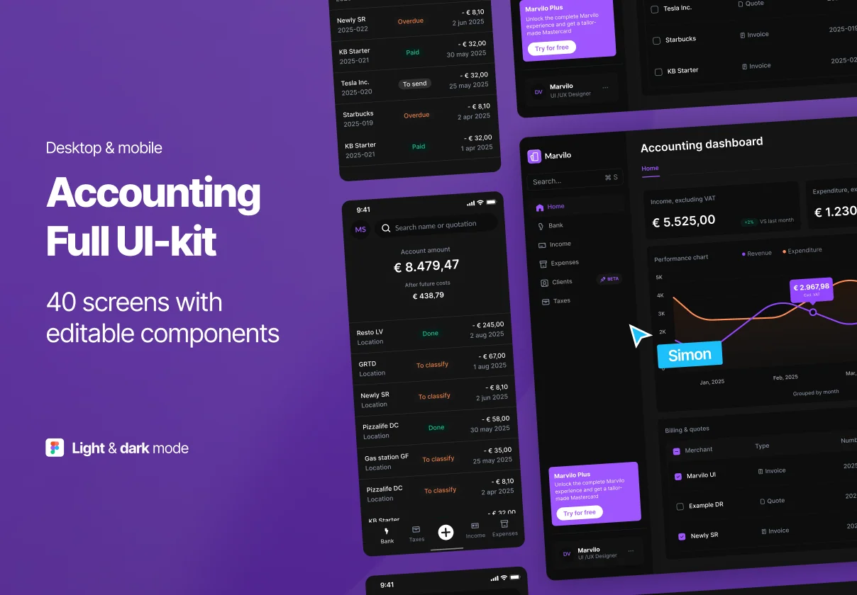 Accounting Dashboard & App UI kit