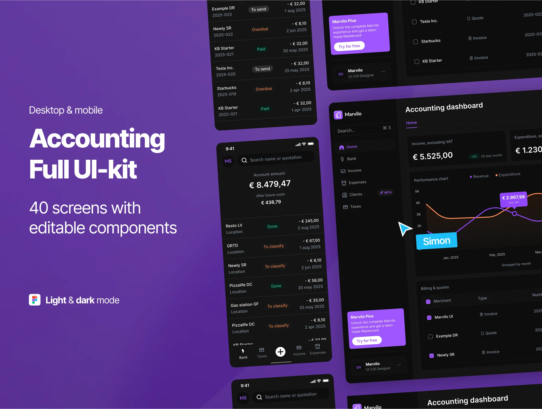 Accounting Dashboard & App UI kit