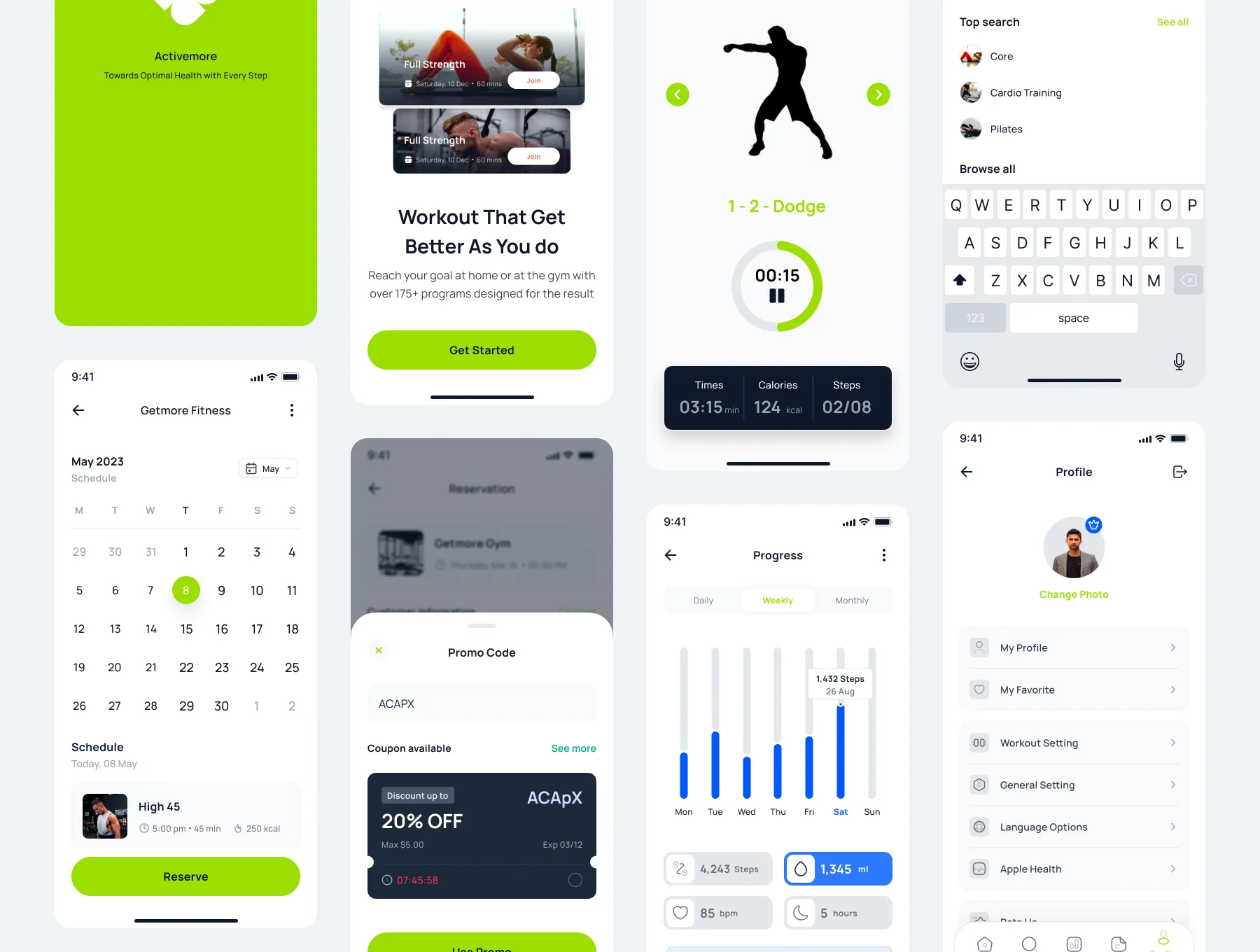 Activemore - Fitness and Workout App UI Kit 2