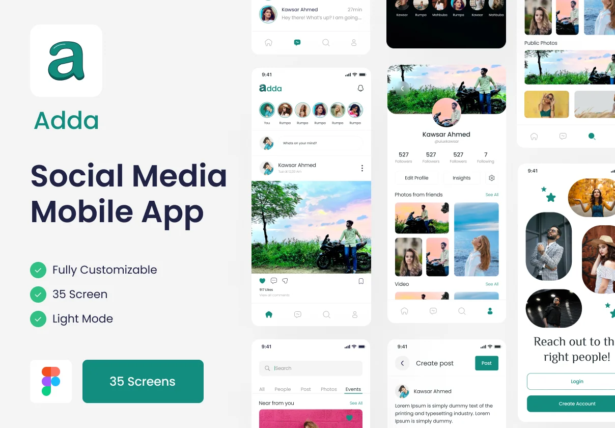 Adda - Social Network Mobile App UI Kit